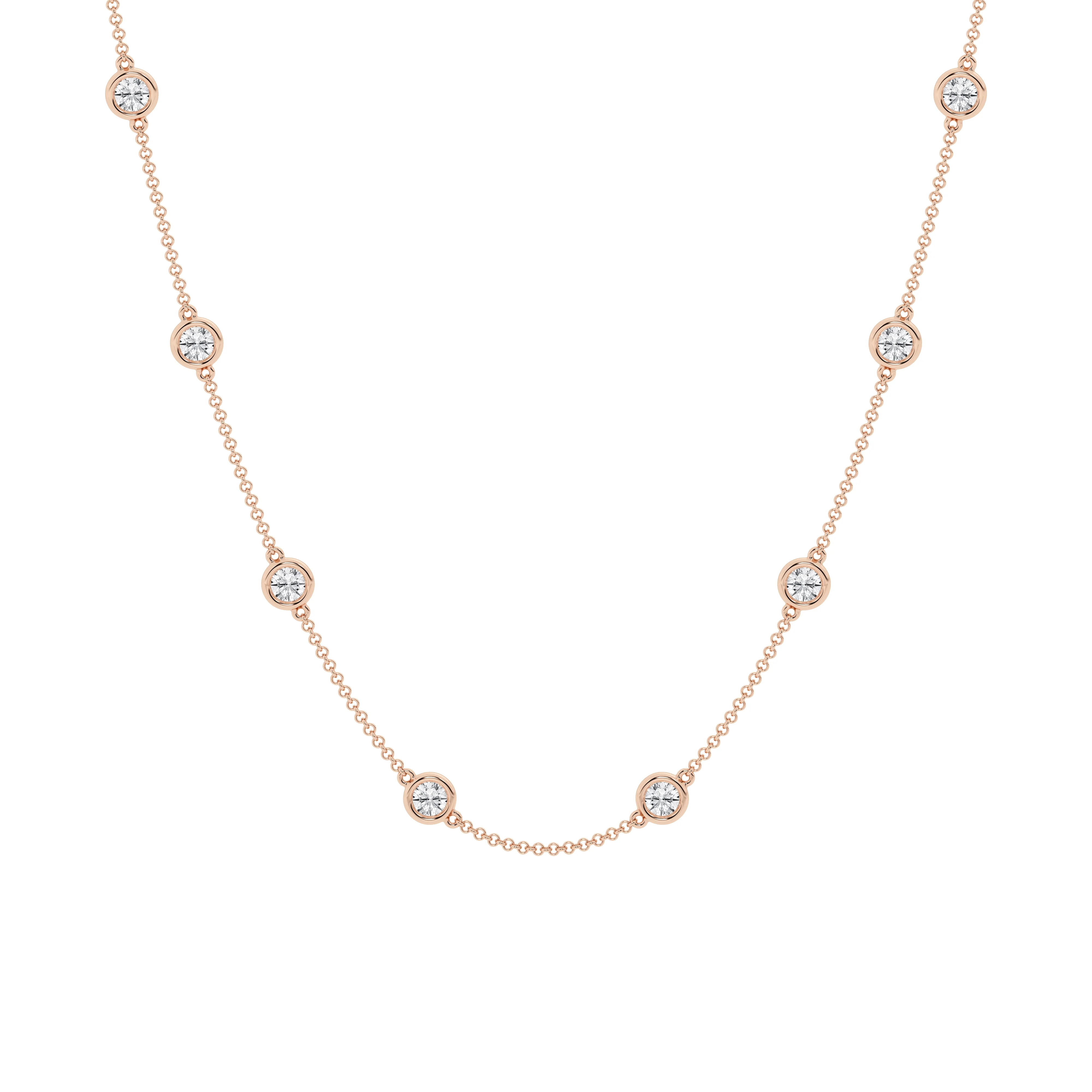 14K Rose Gold Lab-Grown Diamond Station Necklace