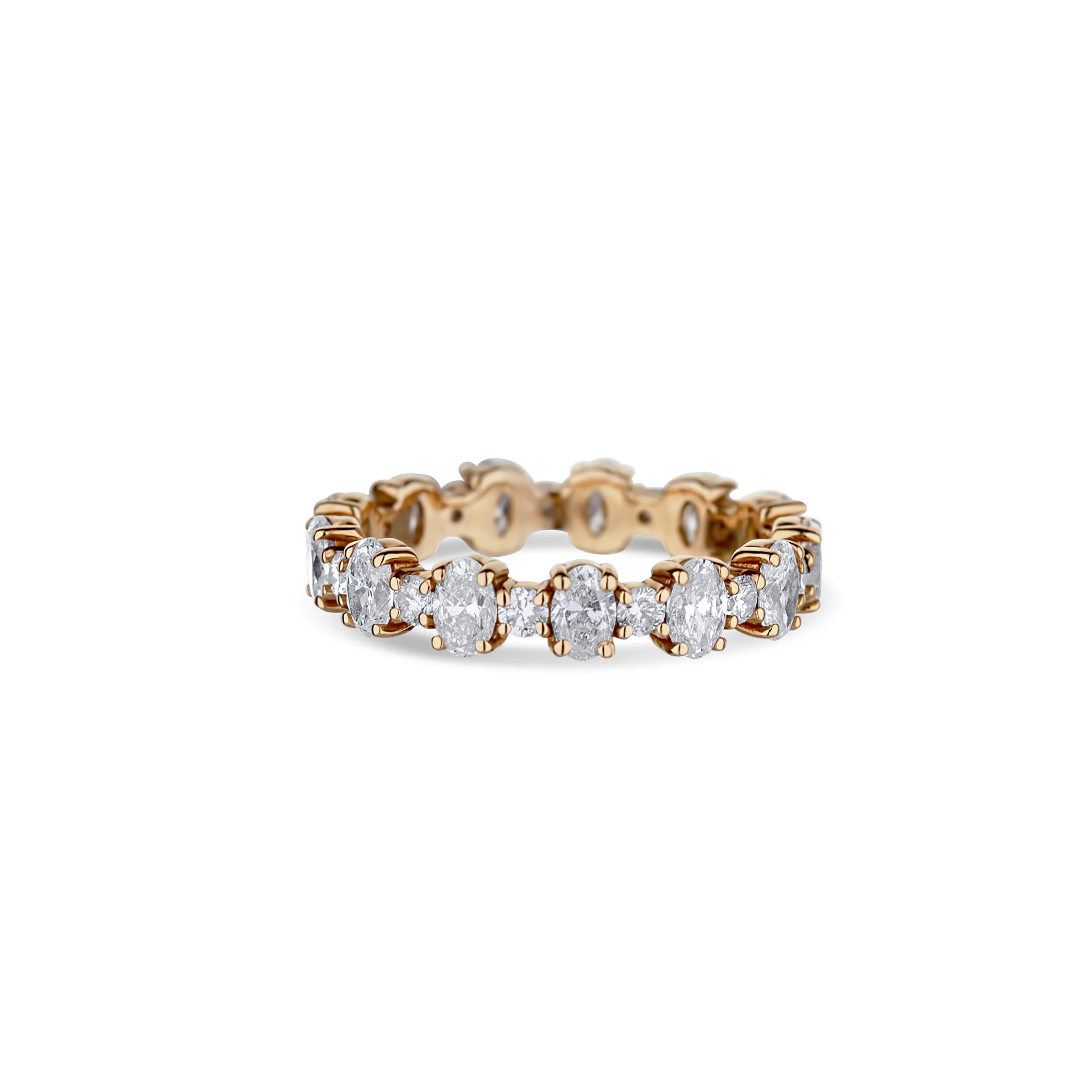 14K Rose Gold Oval And Round Diamond Eternity Band - Image 2