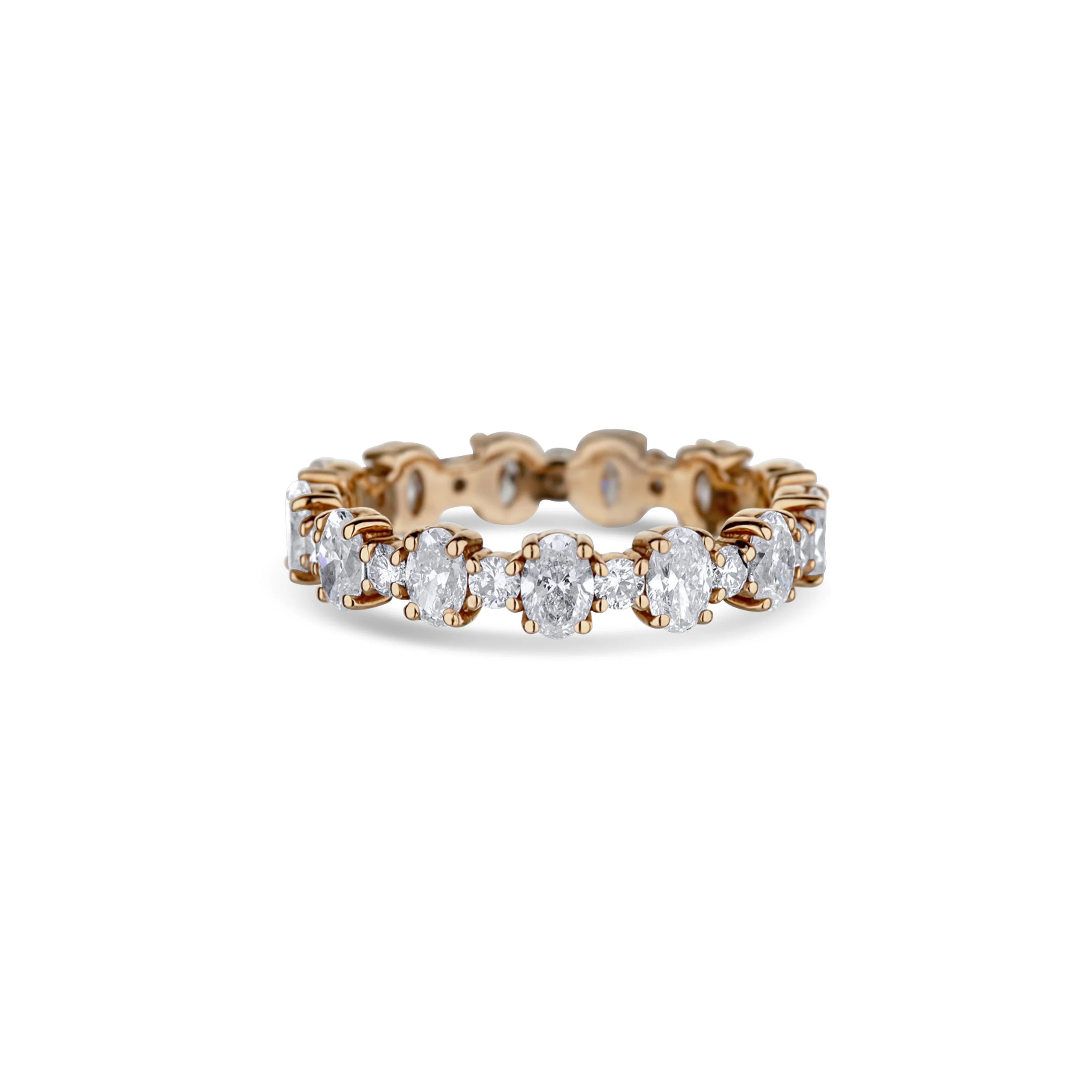 14K Rose Gold Oval And Round Diamond Eternity Band - Image 3