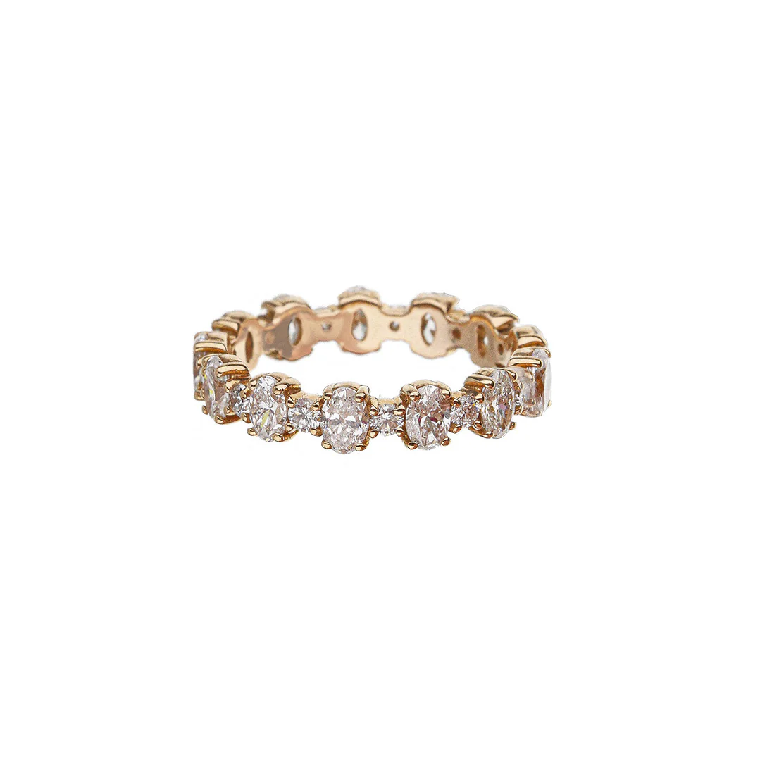 14K Rose Gold Oval And Round Diamond Eternity Band - Image 4