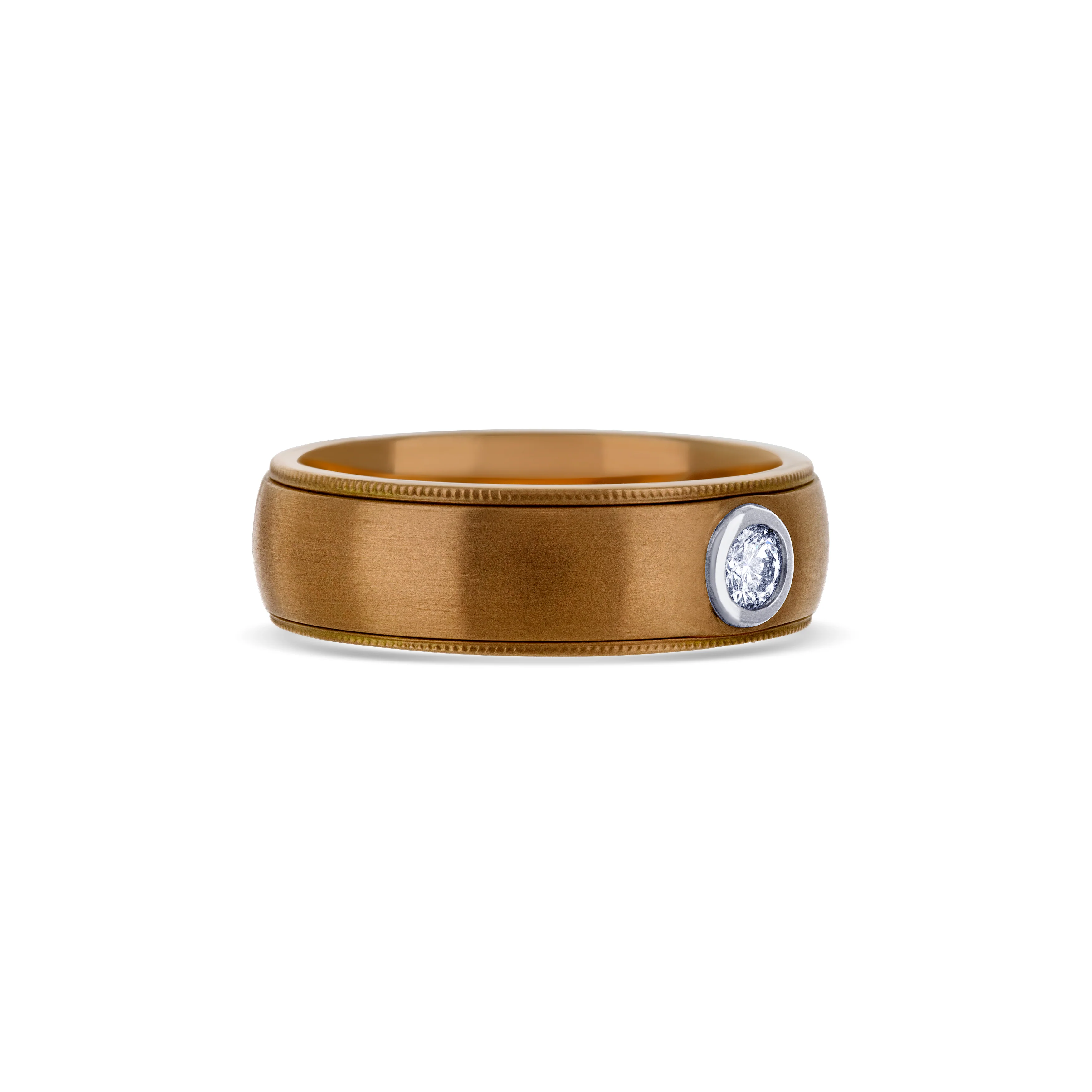 14K Rose Gold With Bezel Set Diamonds Men's Wedding Band - Image 5
