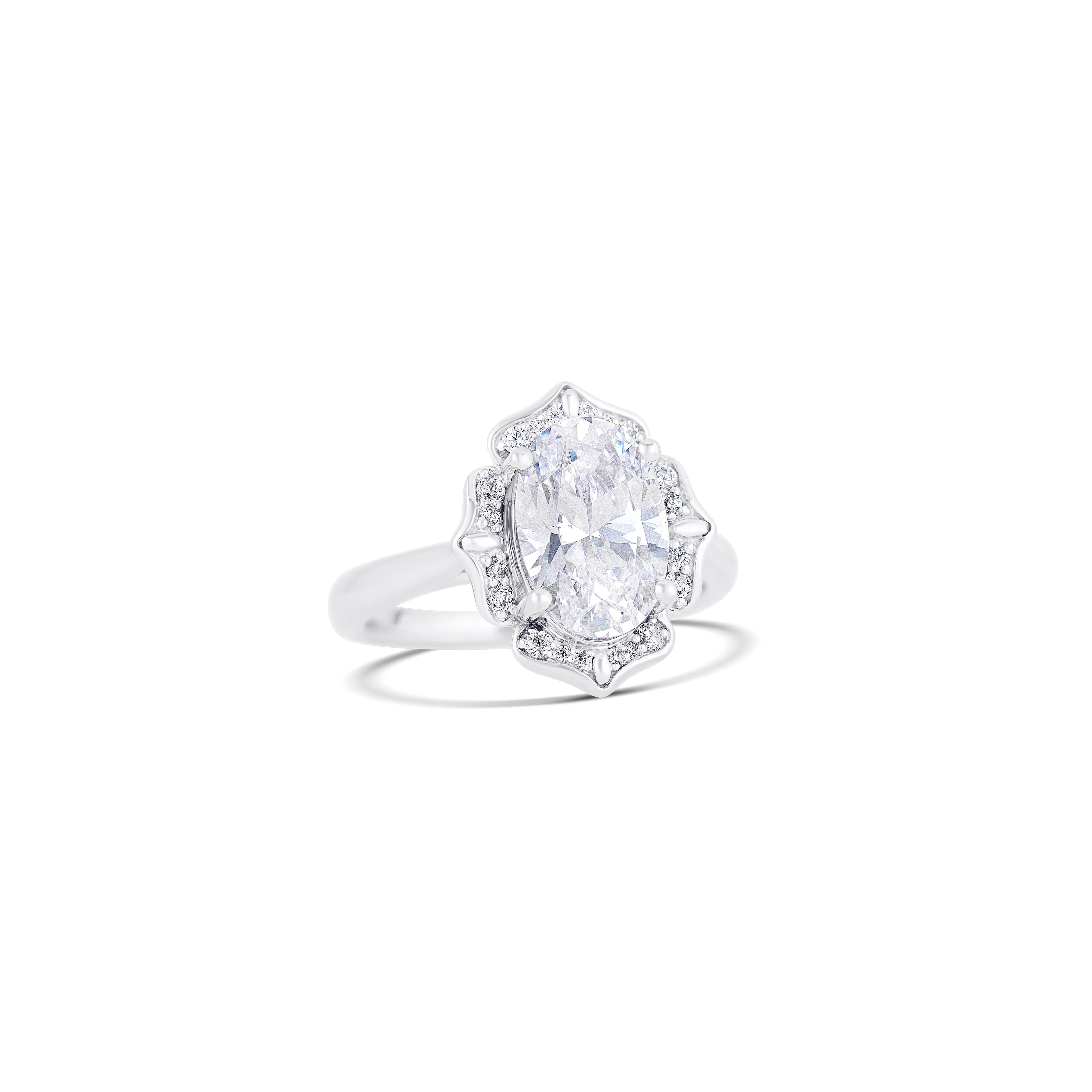 14K White Gold Antique Halo Diamond Engagement Ring Setting - Image 3