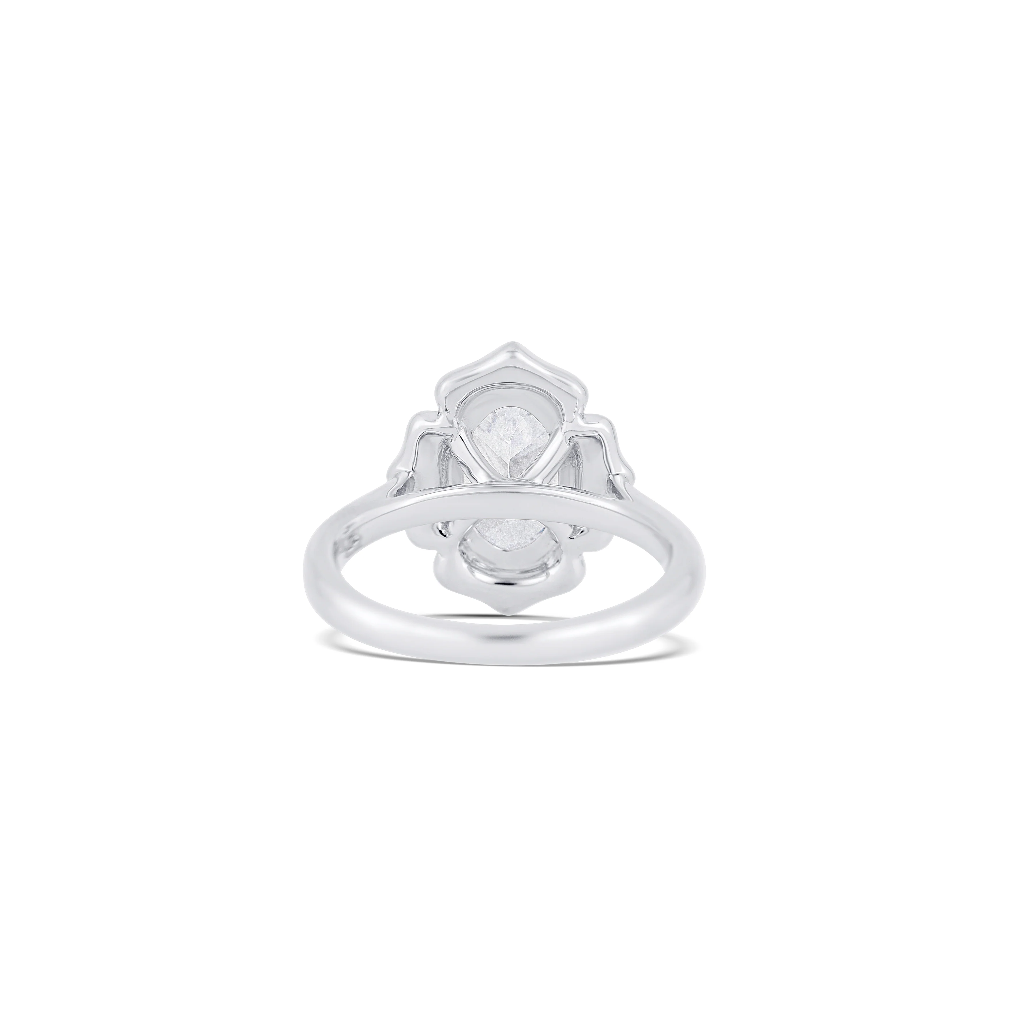 14K White Gold Antique Halo Diamond Engagement Ring Setting - Image 4