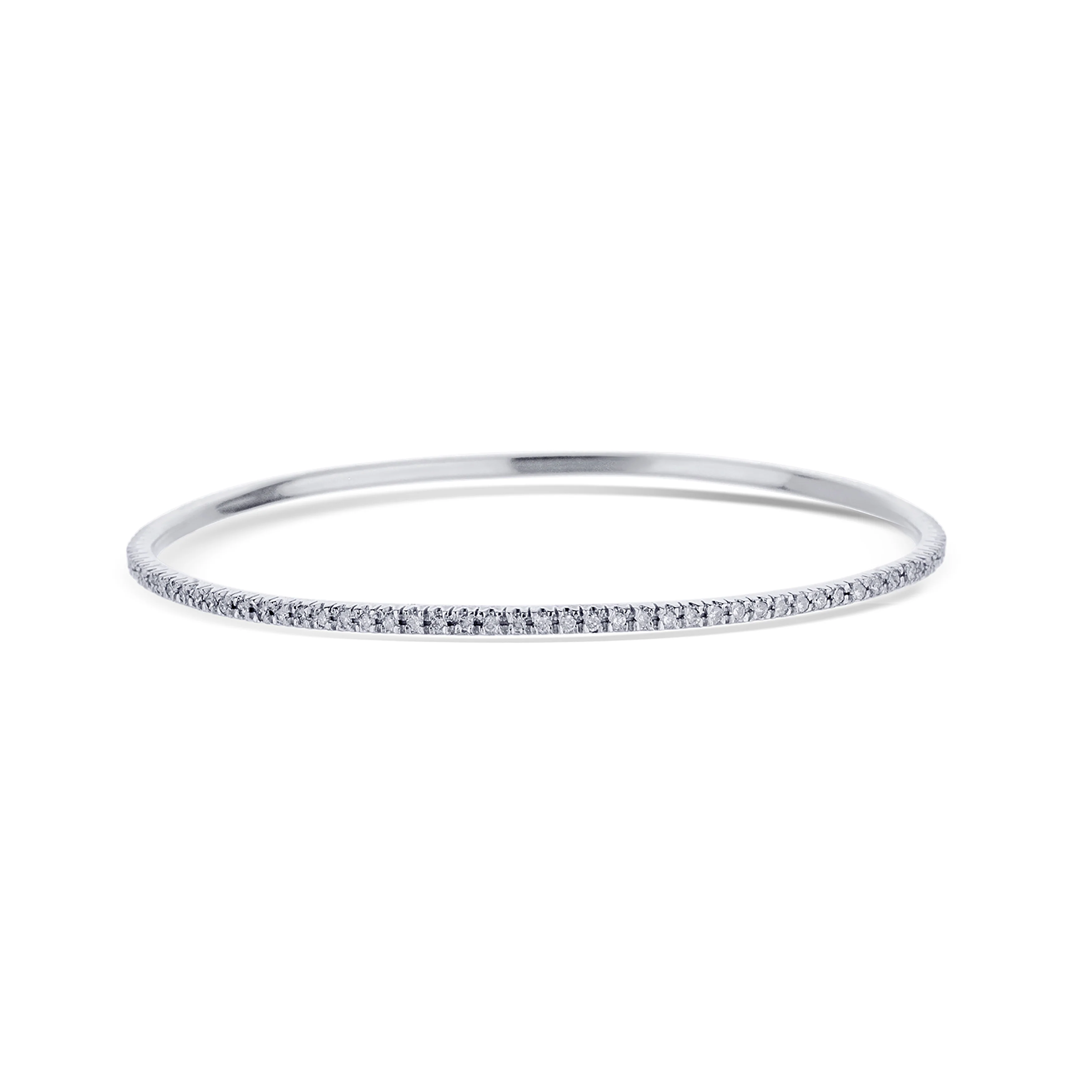 14K White Gold Bangle With Diamonds - Image 3