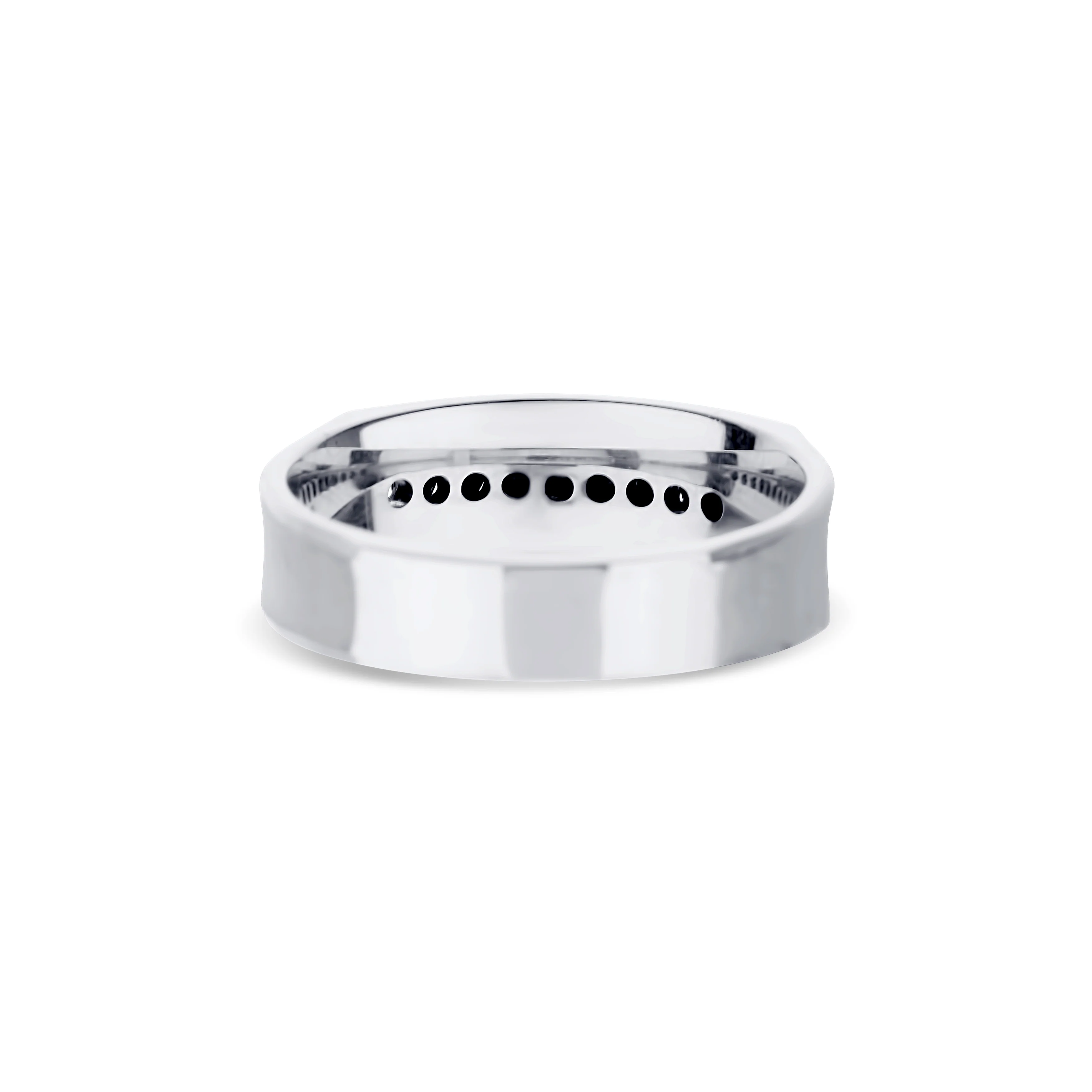 14K White Gold Brushed Center Wedding Band - Image 3