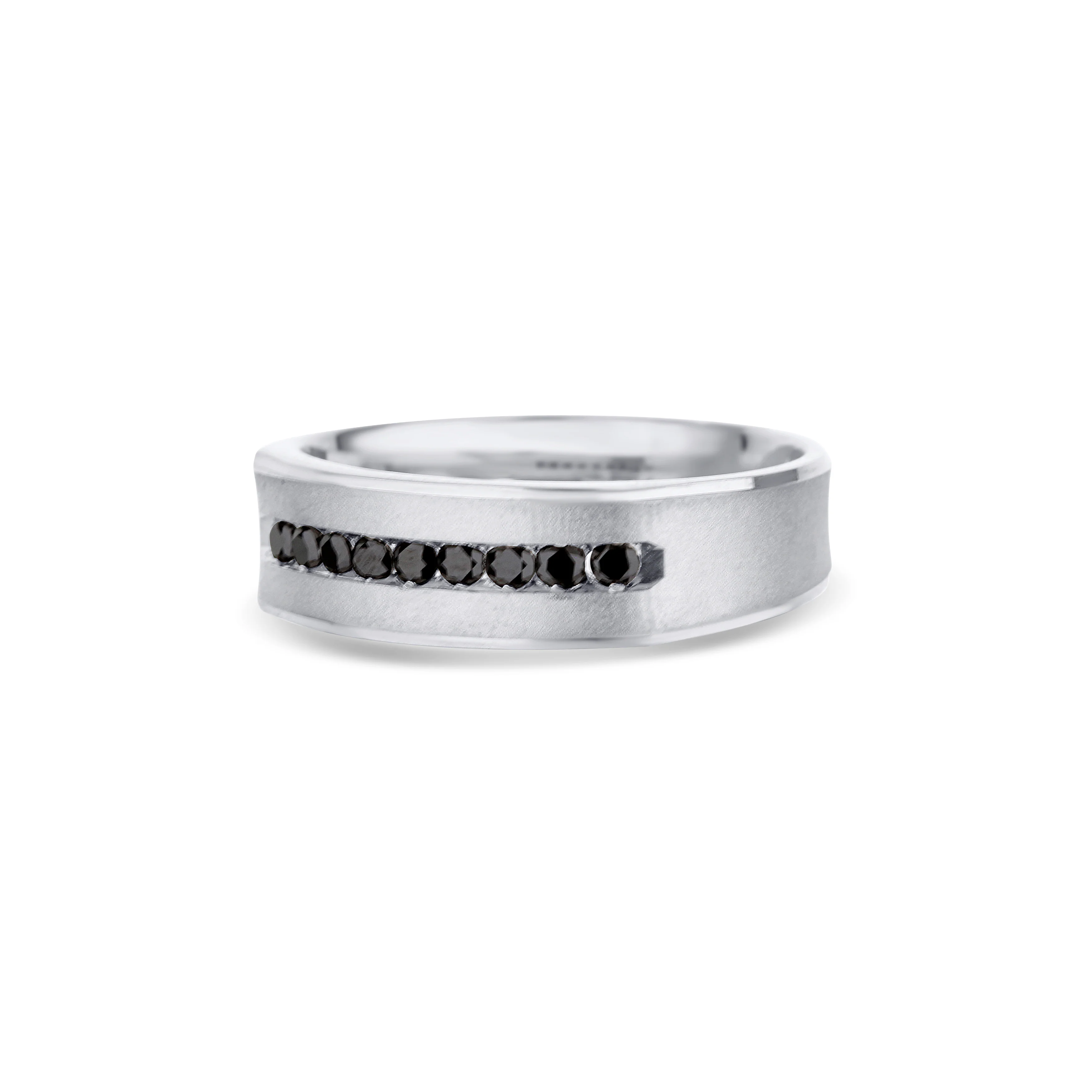 14K White Gold Brushed Center Wedding Band - Image 4