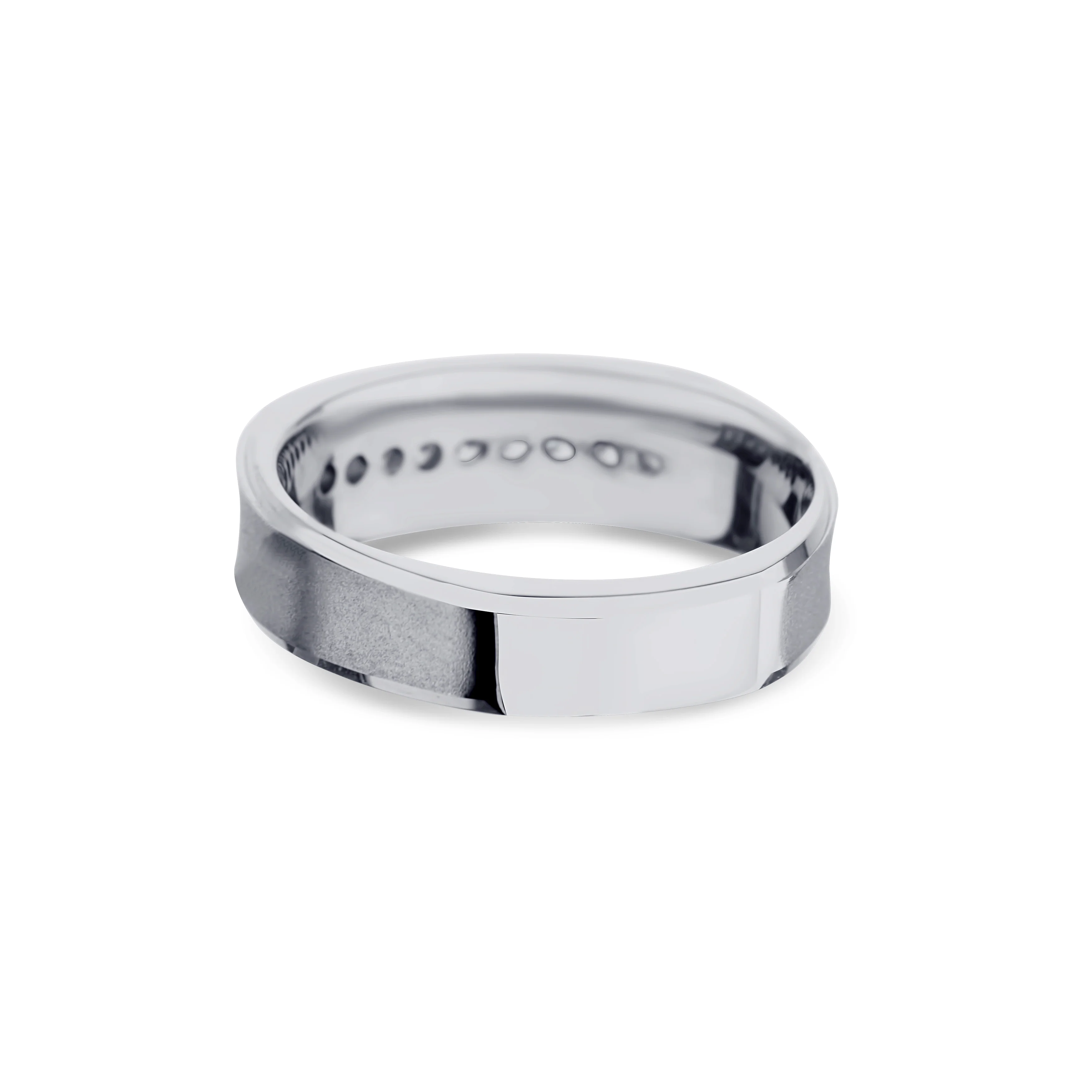 14K White Gold Brushed Center Wedding Band - Image 3