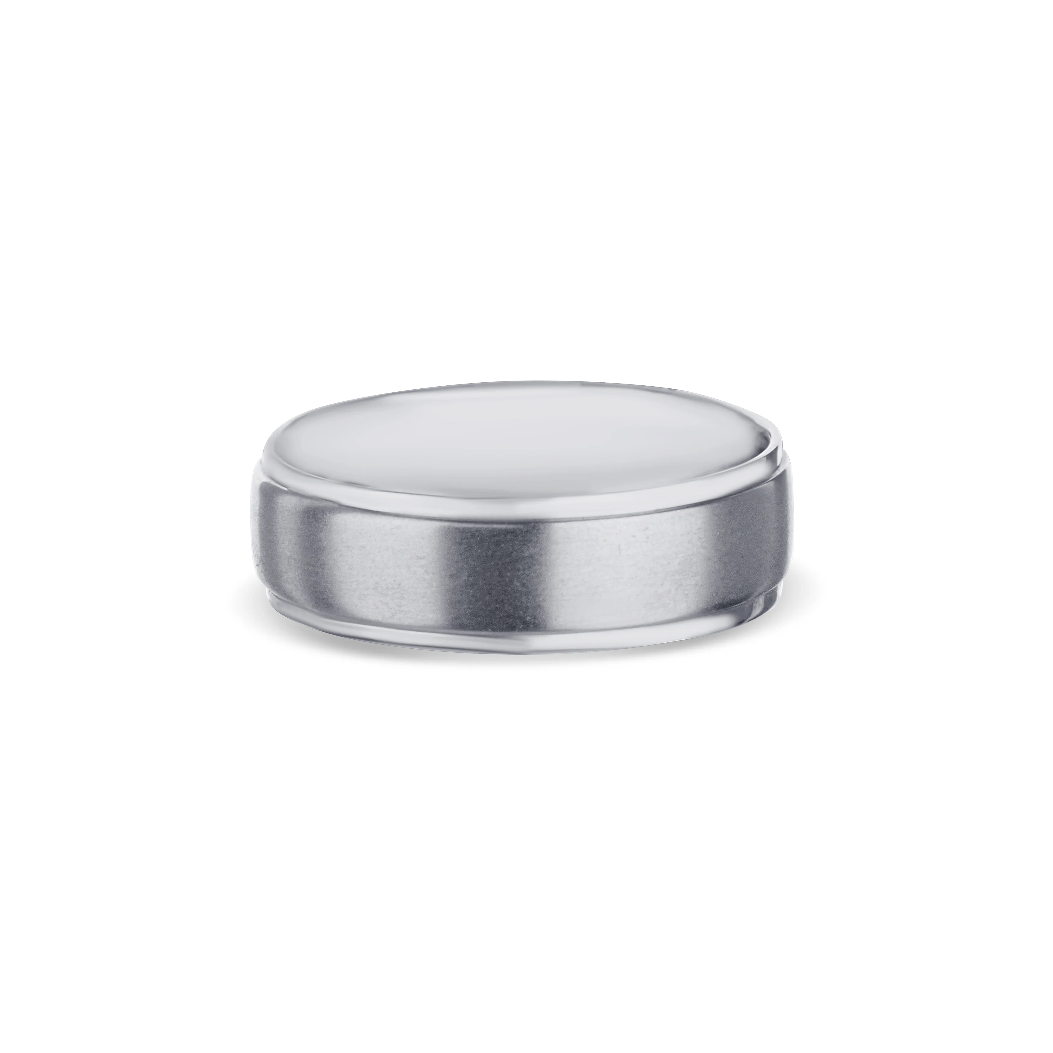 14K White Gold Carved Wedding Band 7mm - Image 3