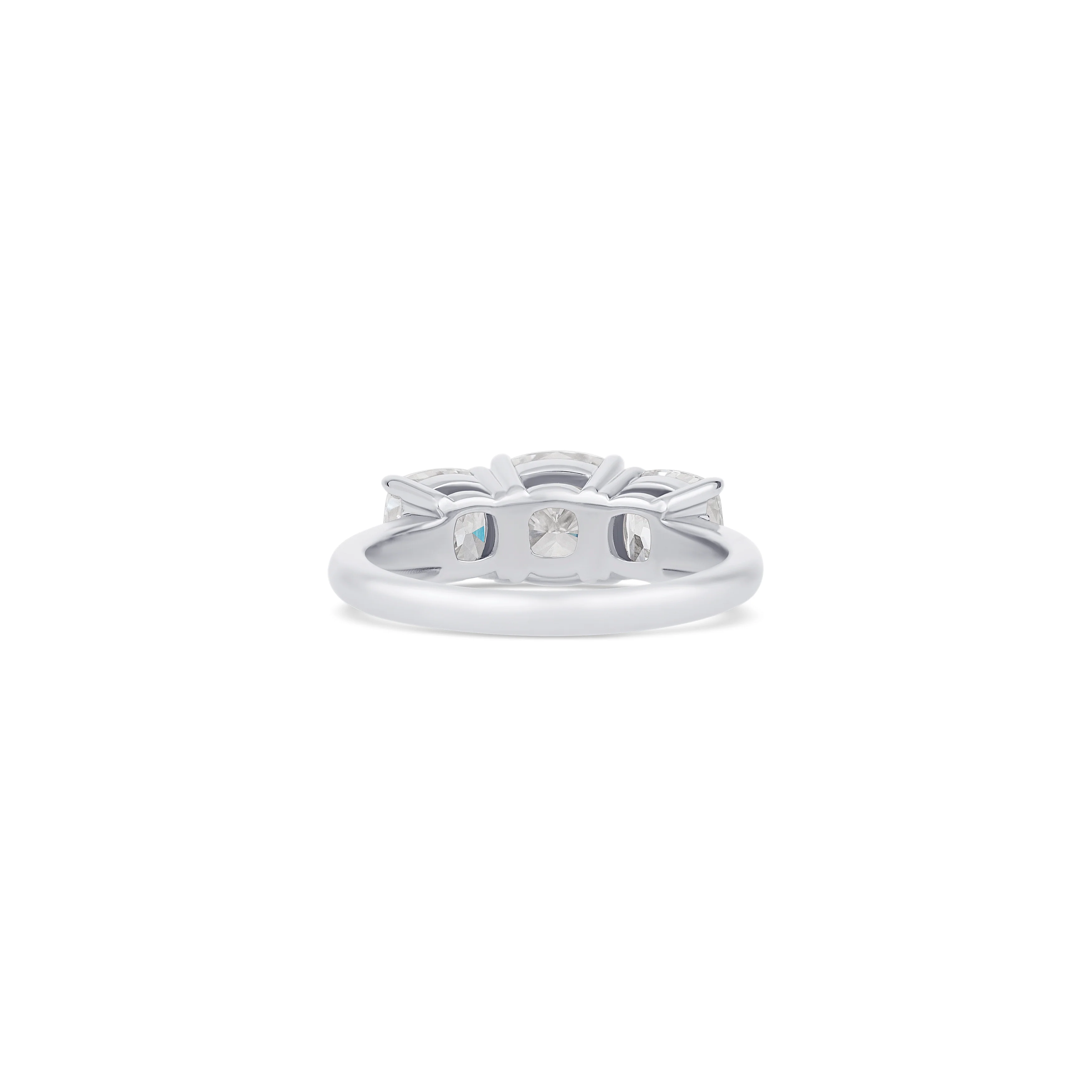 14K White Gold Cushion Diamond Three Stone Engagement Ring - Image 4