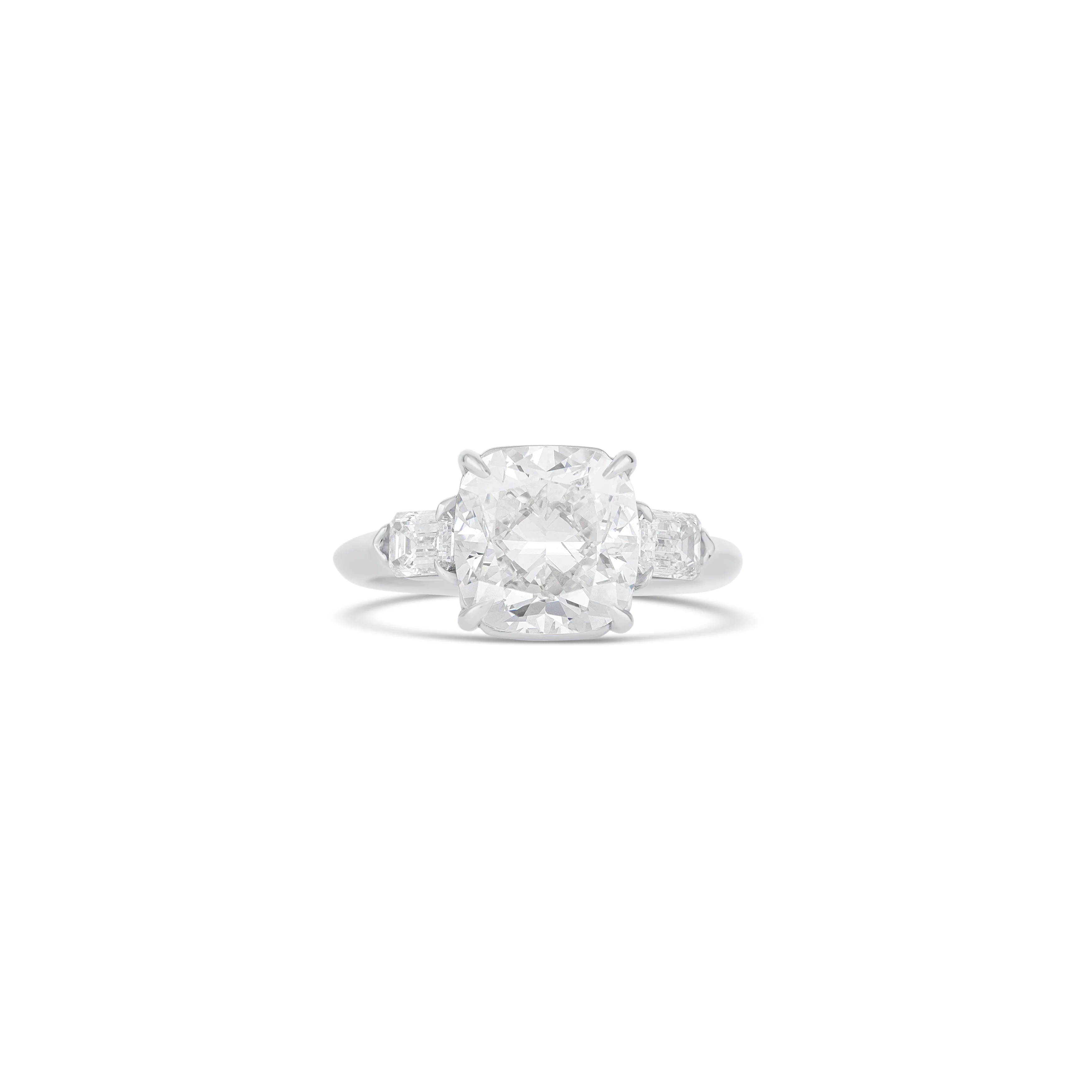 14K White Gold Cushion Diamond Three Stone Engagement Ring