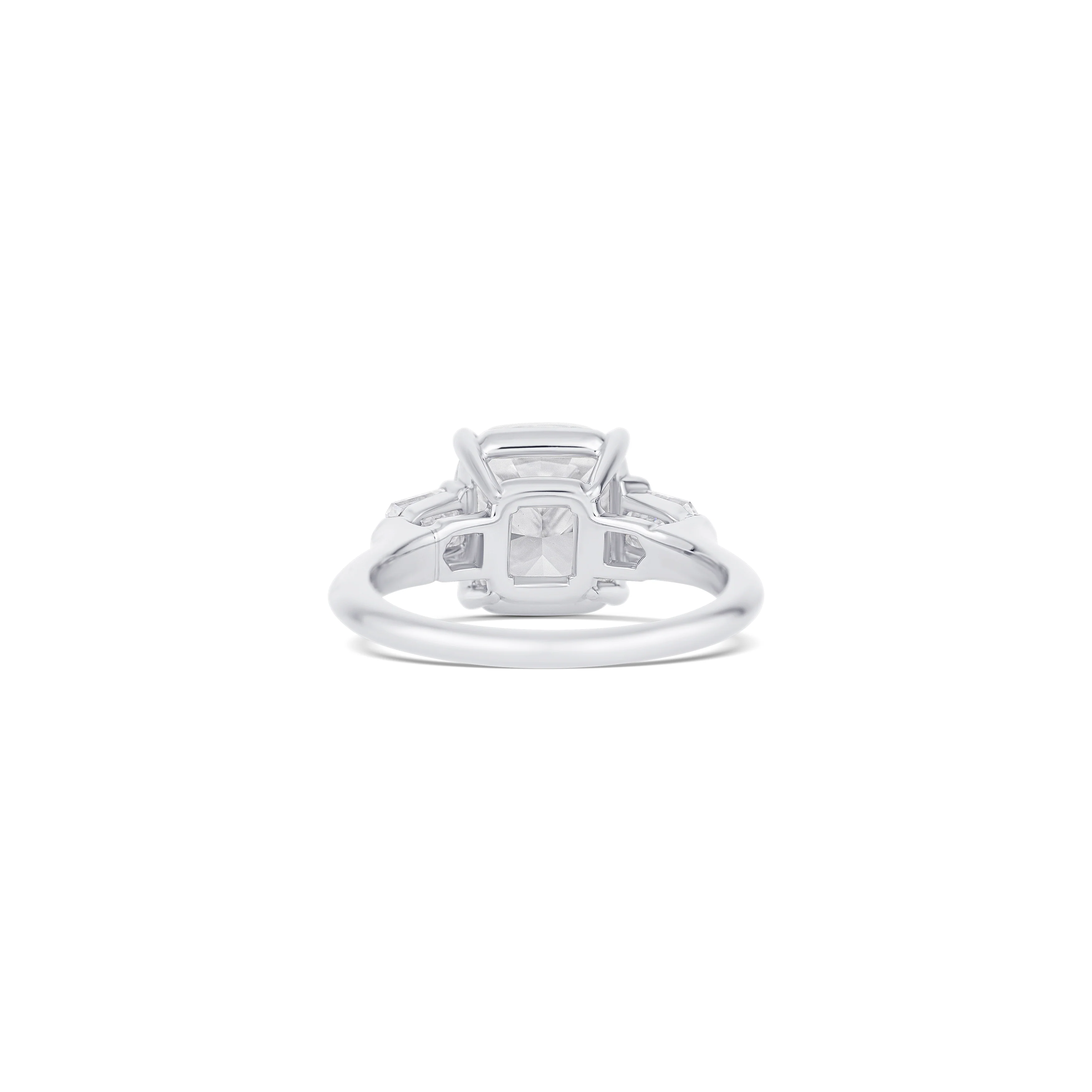 14K White Gold Cushion Diamond Three Stone Engagement Ring - Image 4