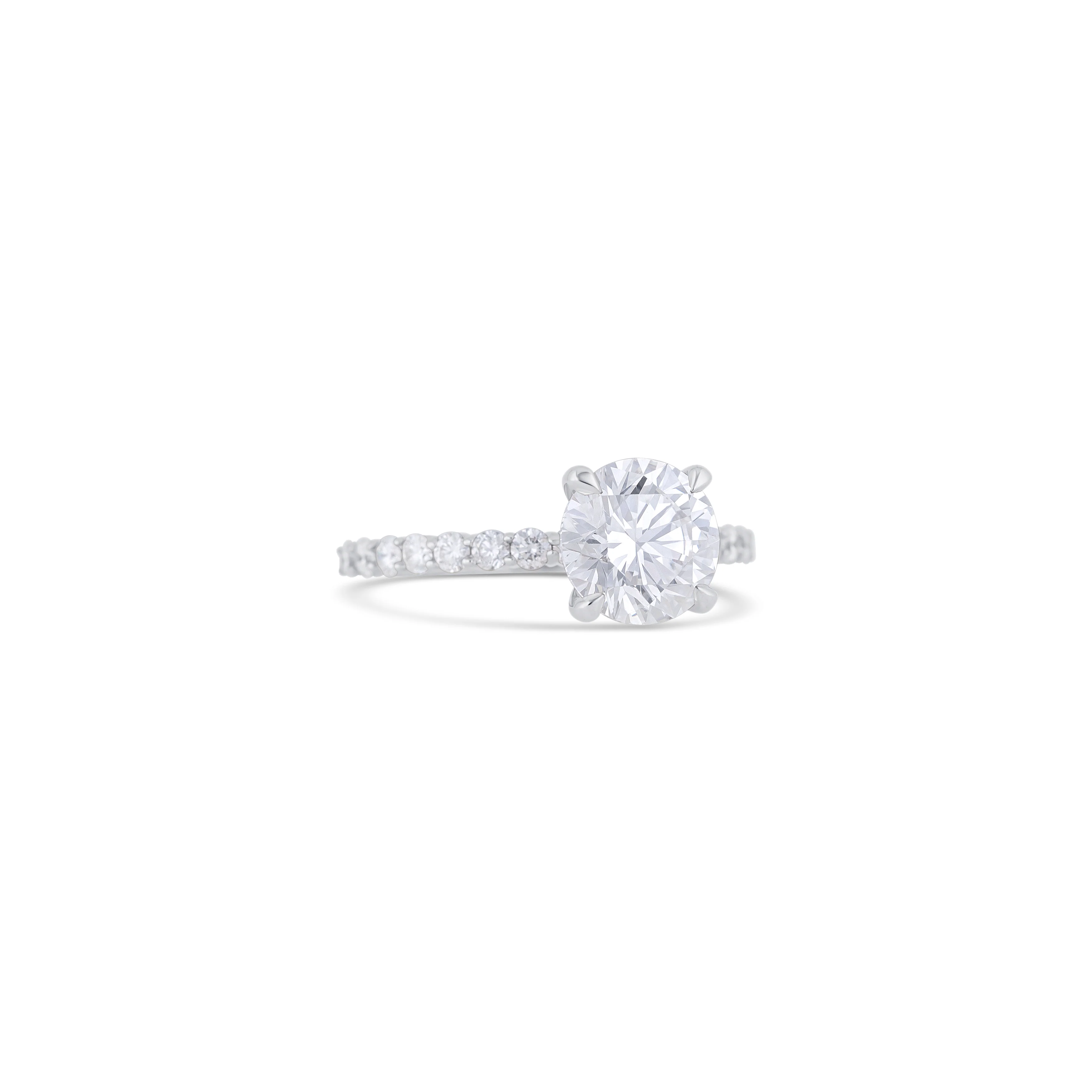 14K White Gold Diamond Engagement Ring With Half Eternity Accent - Image 3