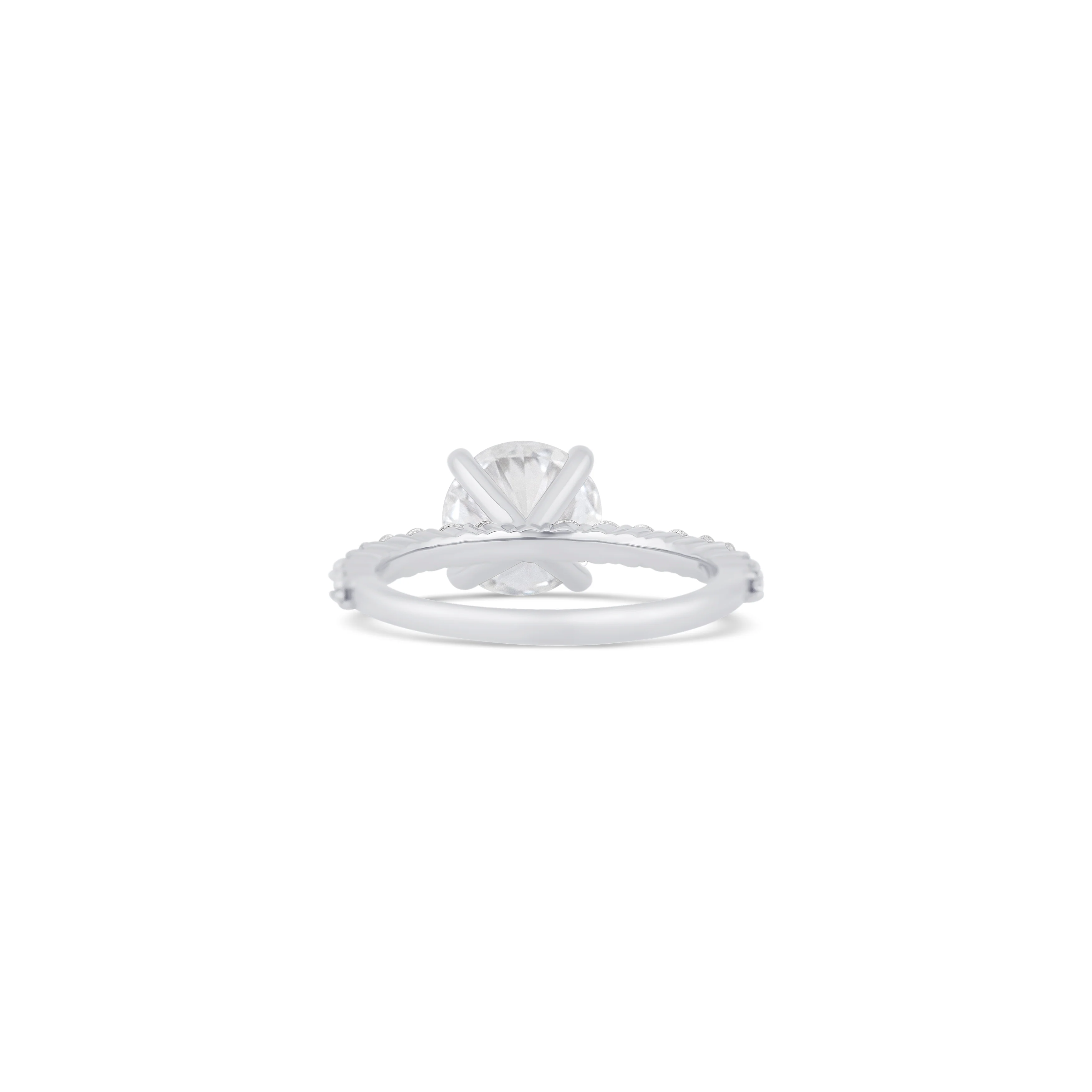14K White Gold Diamond Engagement Ring With Half Eternity Accent - Image 4