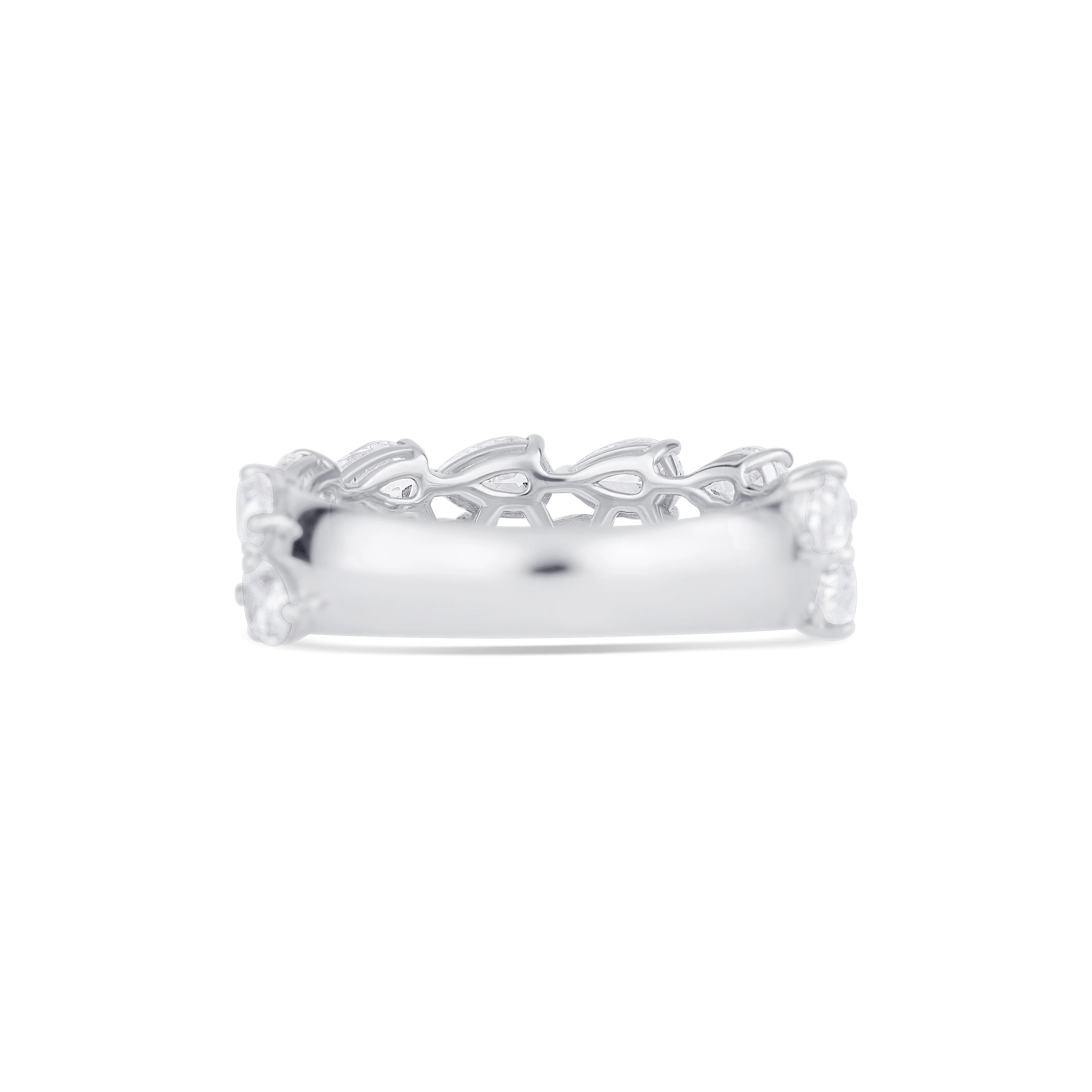 14K White Gold Double Row Pear Diamond Band - Image 4