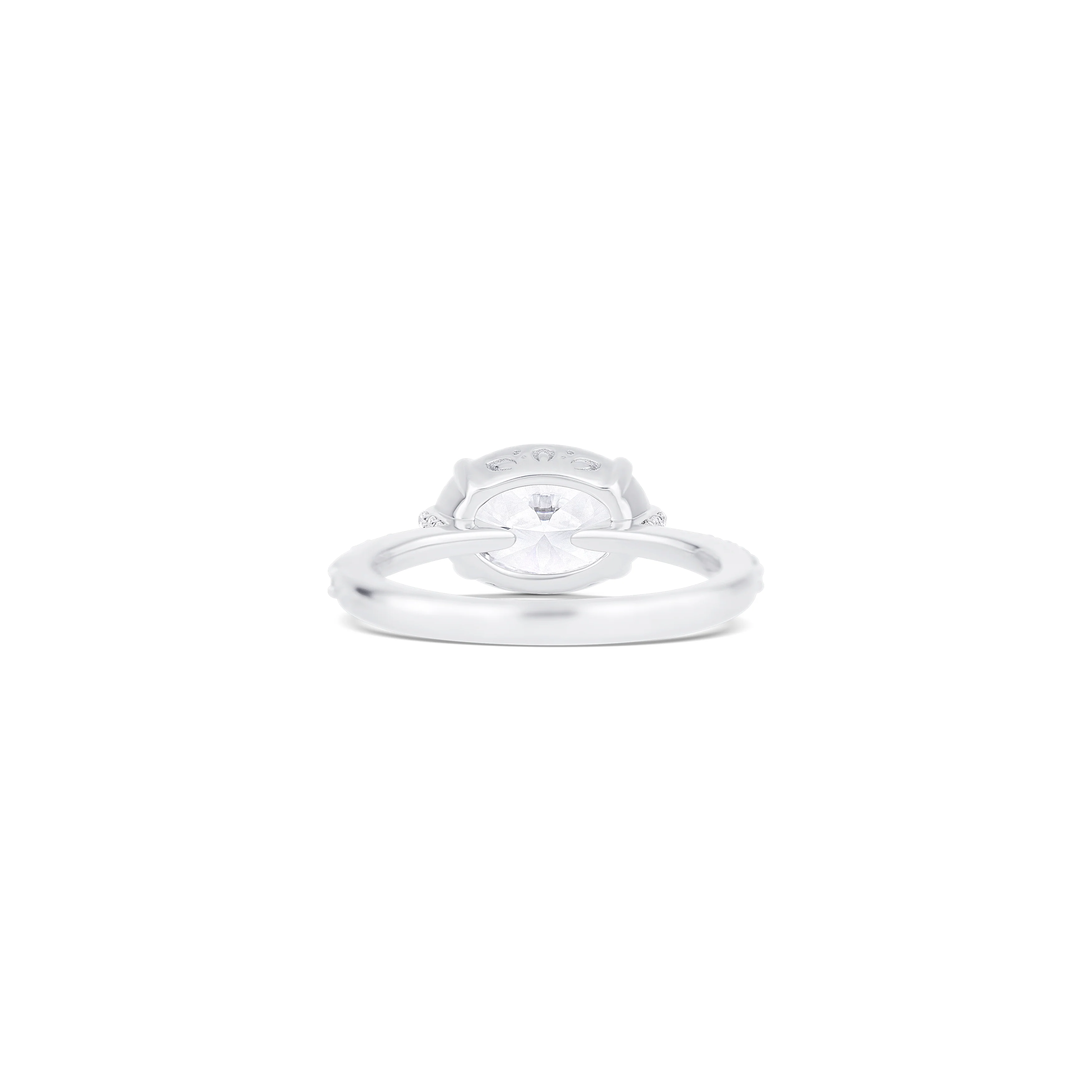 14K White Gold East-West Round Diamond Pavé Side Engagement Ring - Image 4