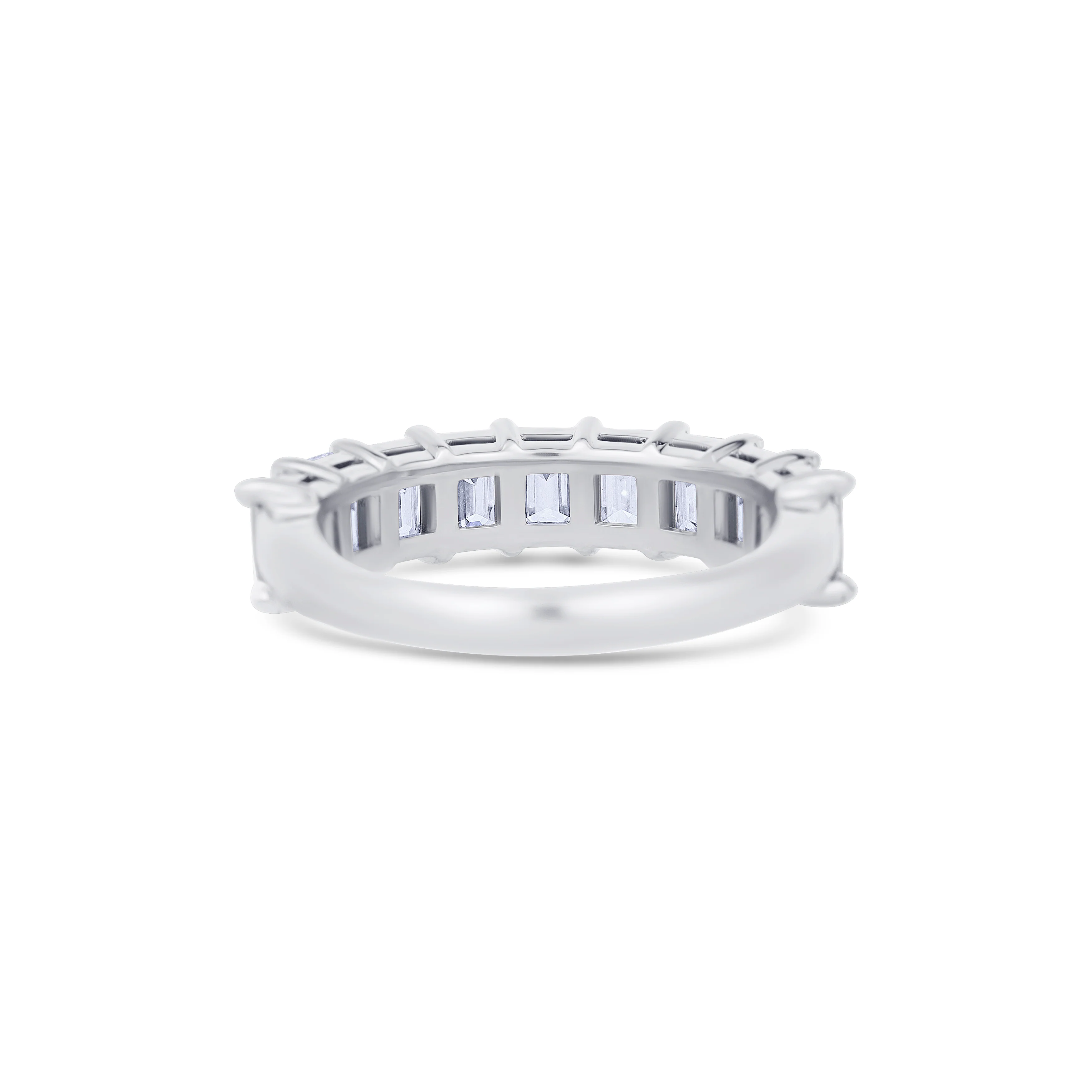14K White Gold Emerald Cut Diamond Halfway Wedding Band - Image 4