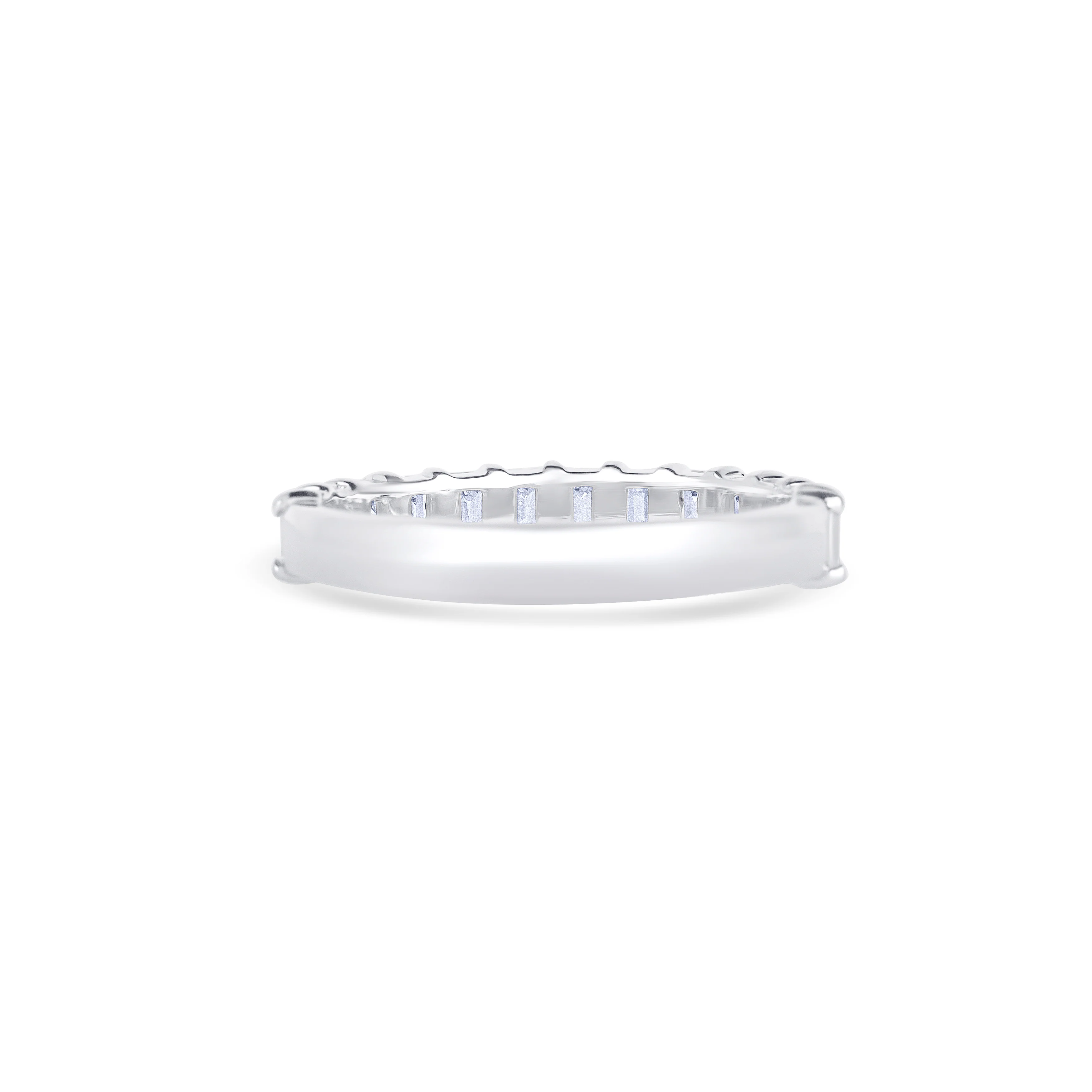 14K White Gold Emerald Cut Diamond Halfway Wedding Band - Image 4