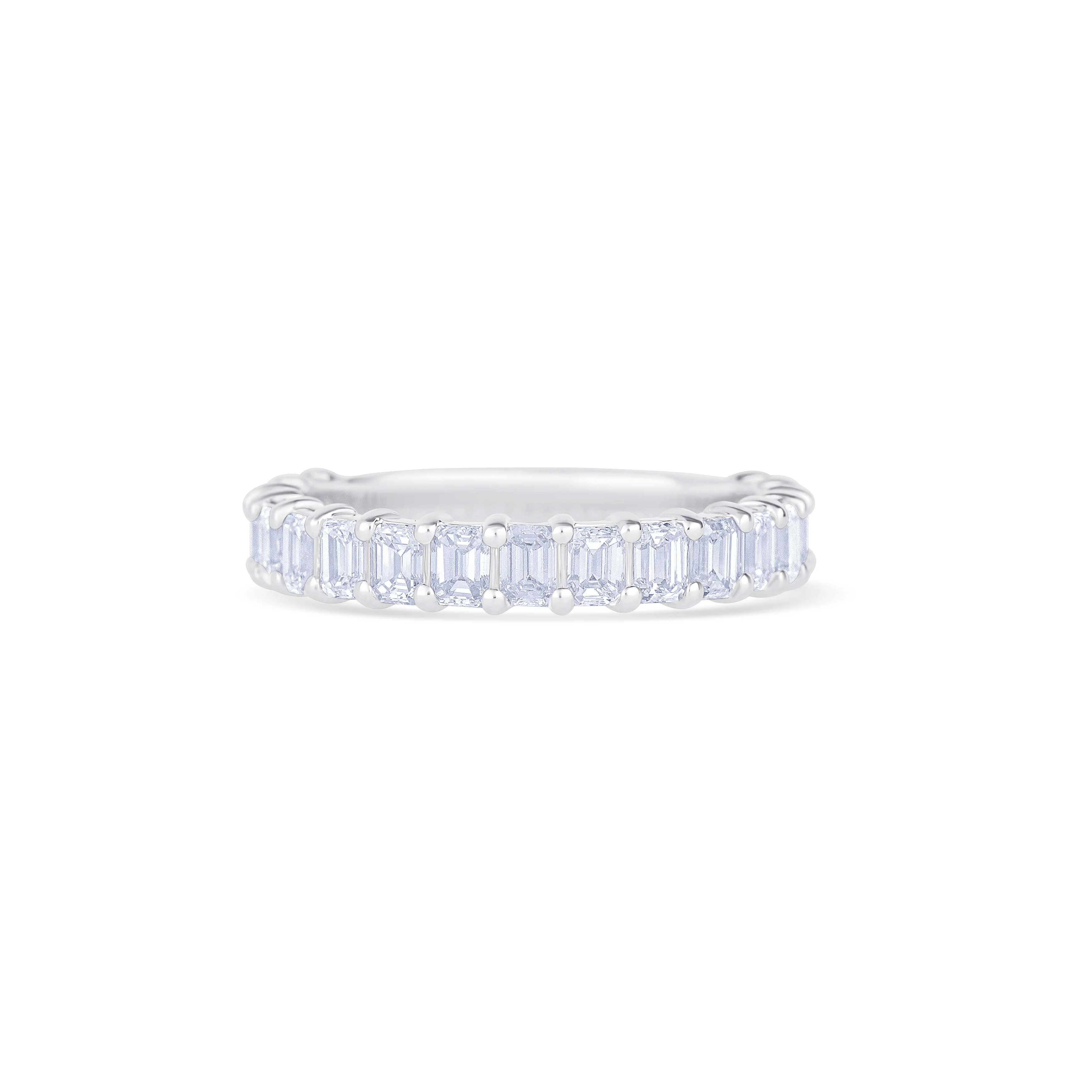 14K White Gold Emerald Cut Diamond Three Quarter Wedding Band