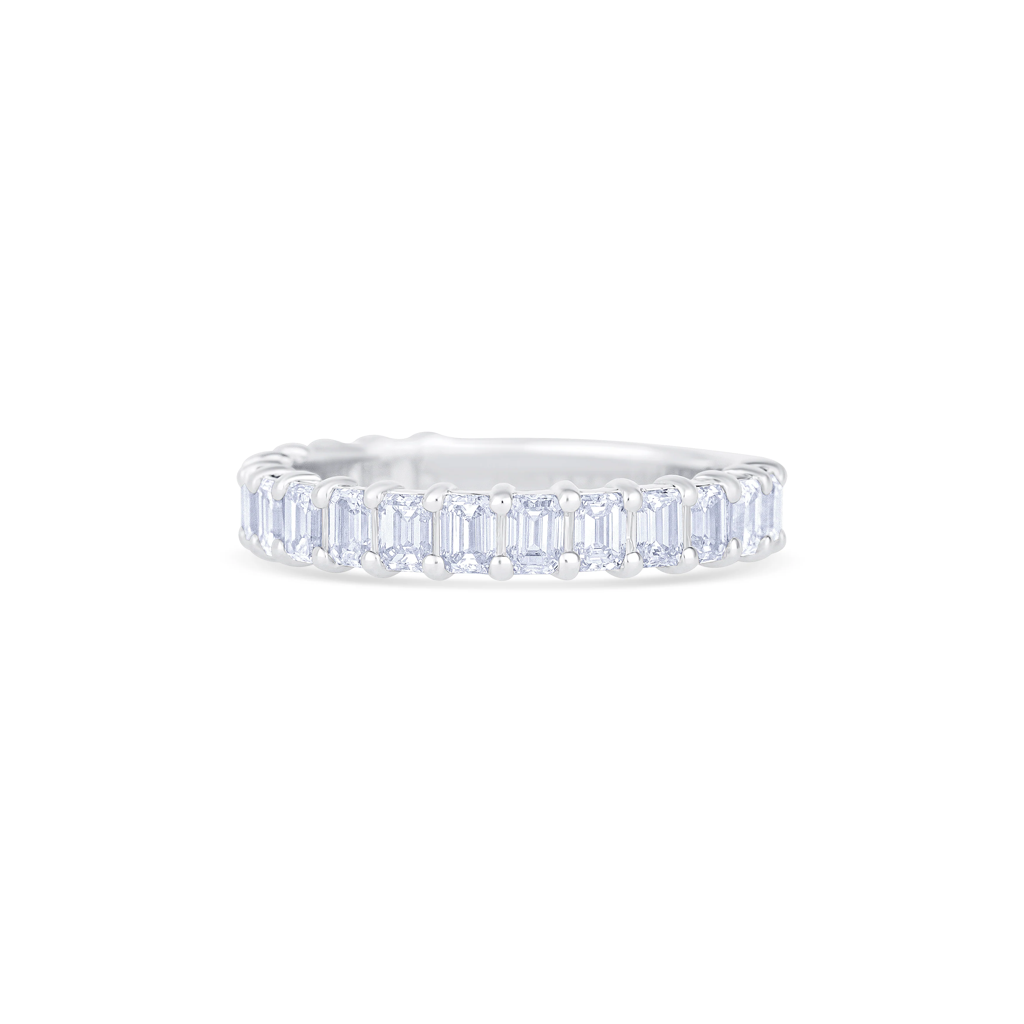 14K White Gold Emerald Cut Diamond Three Quarter Wedding Band - Image 2