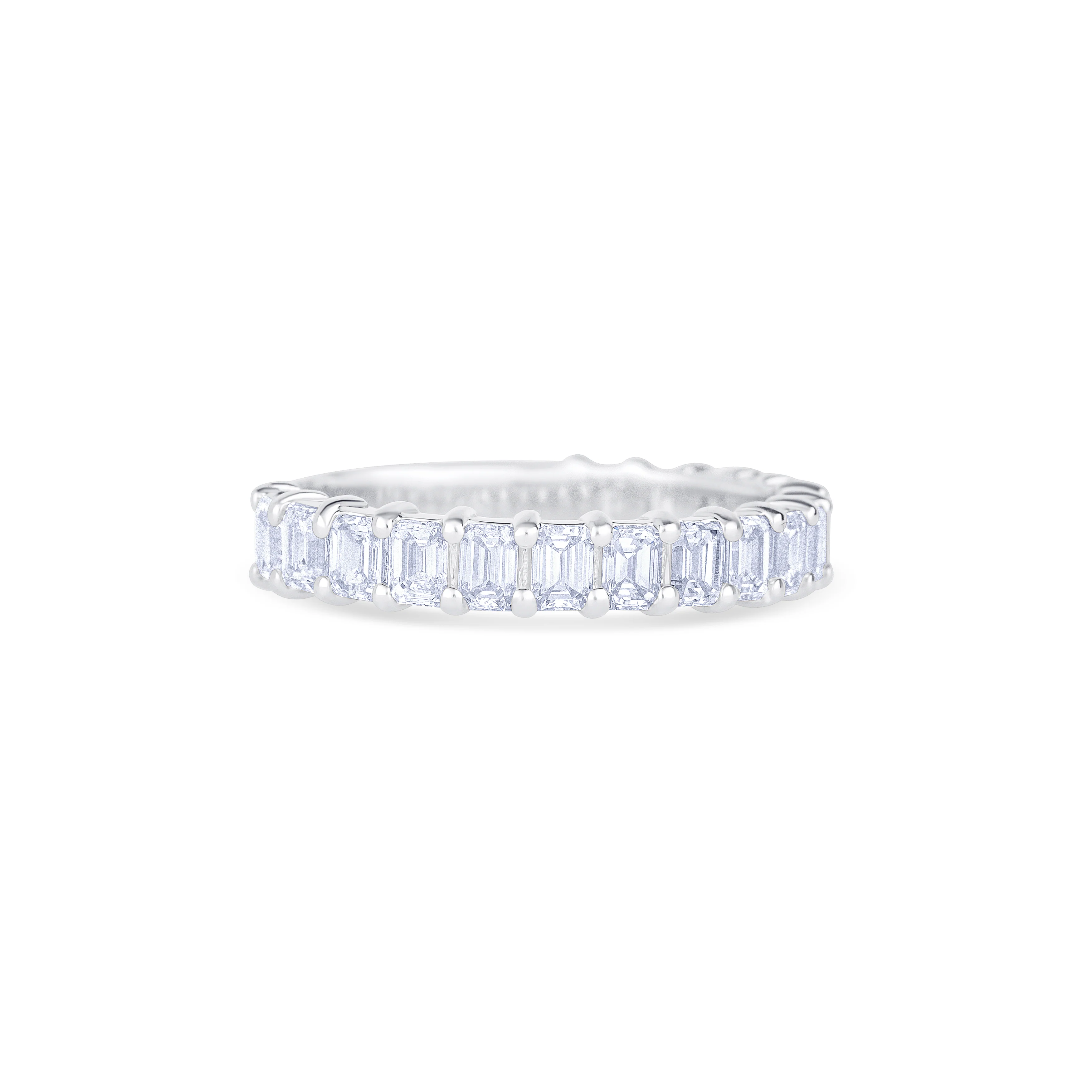 14K White Gold Emerald Cut Diamond Three Quarter Wedding Band - Image 3
