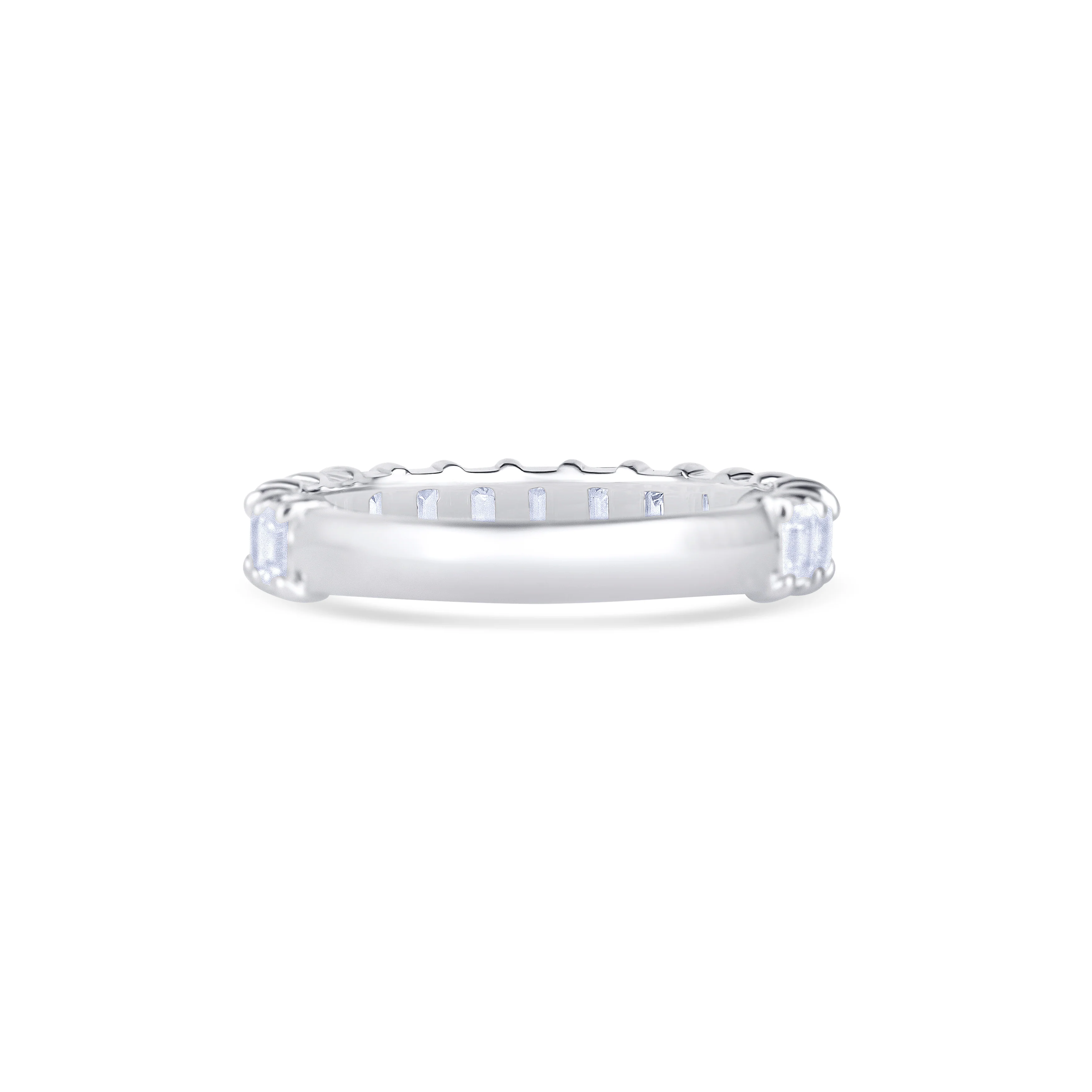14K White Gold Emerald Cut Diamond Three Quarter Wedding Band - Image 4