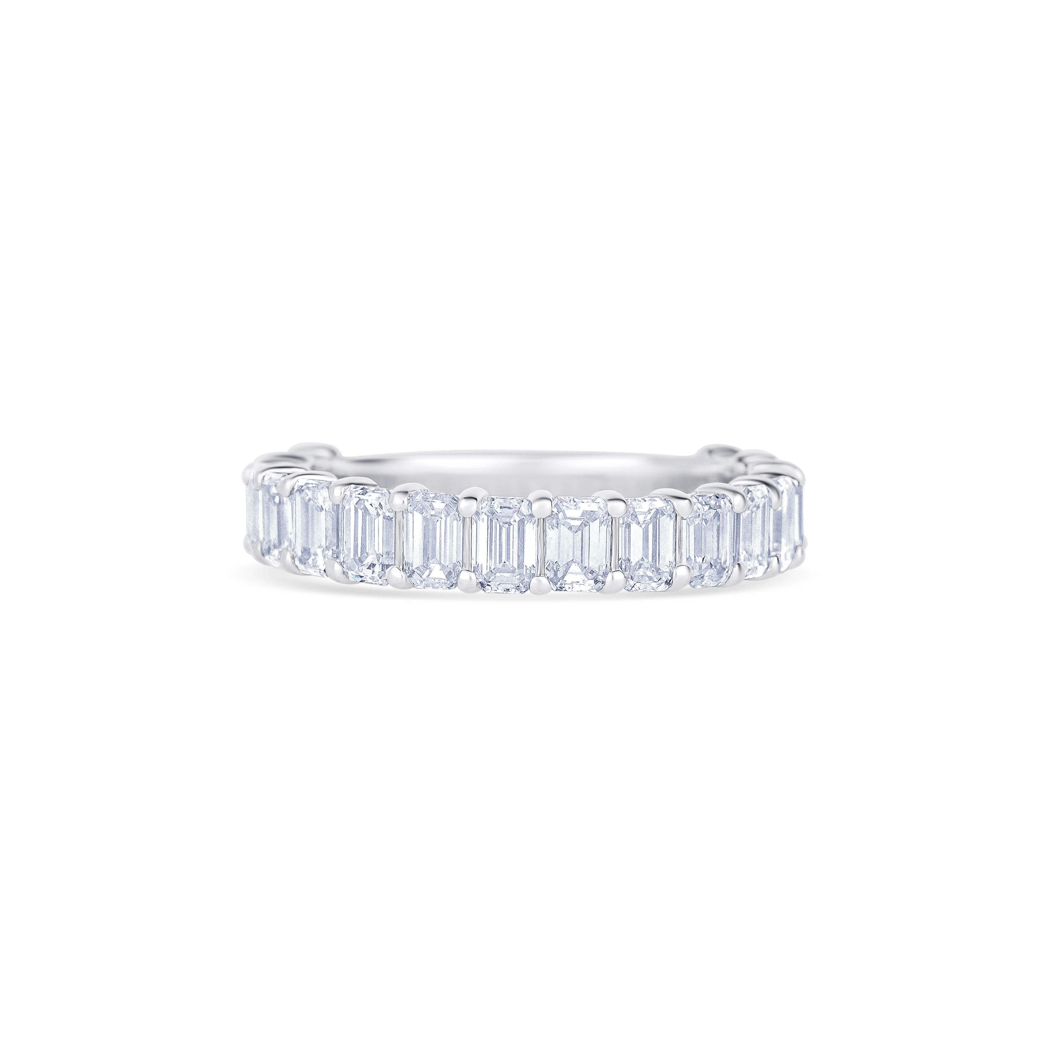 14K White Gold Emerald Cut Diamond Three Quarter Wedding Band