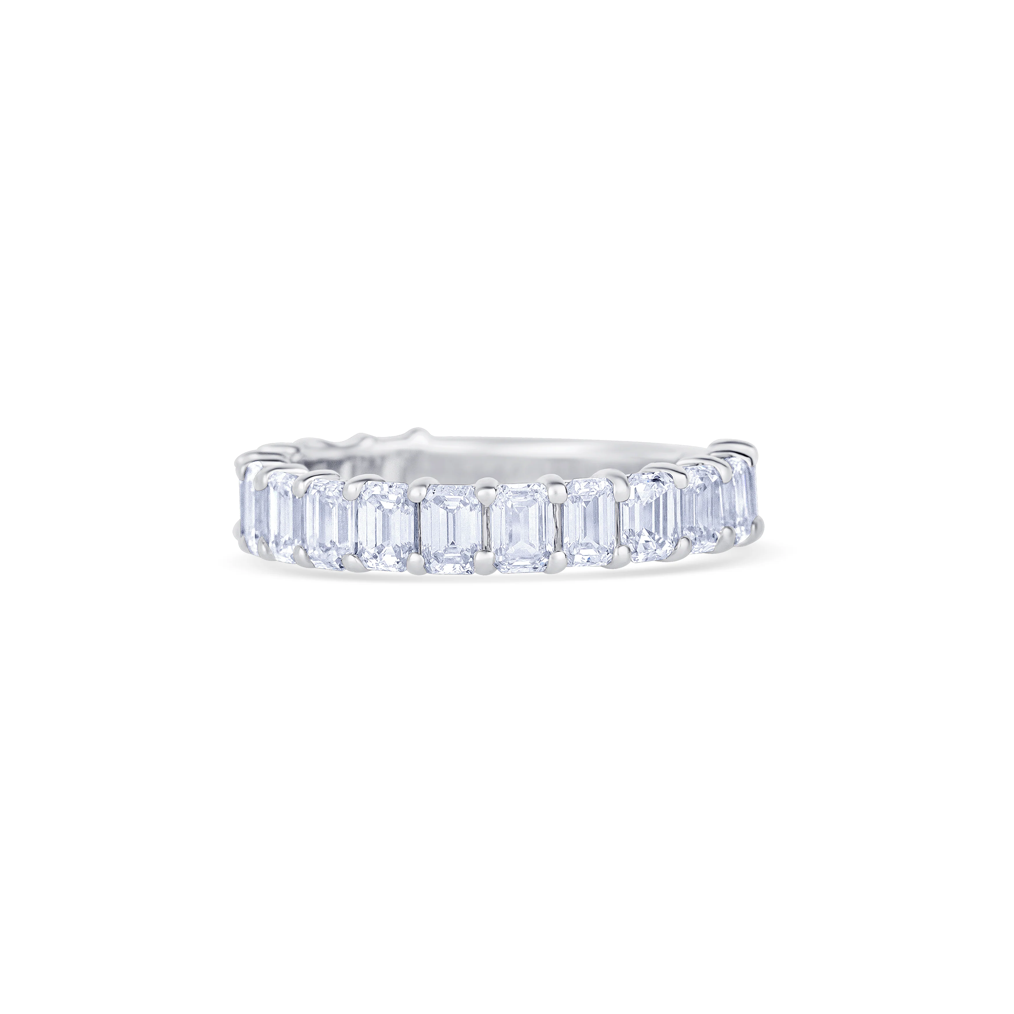 14K White Gold Emerald Cut Diamond Three Quarter Wedding Band - Image 2