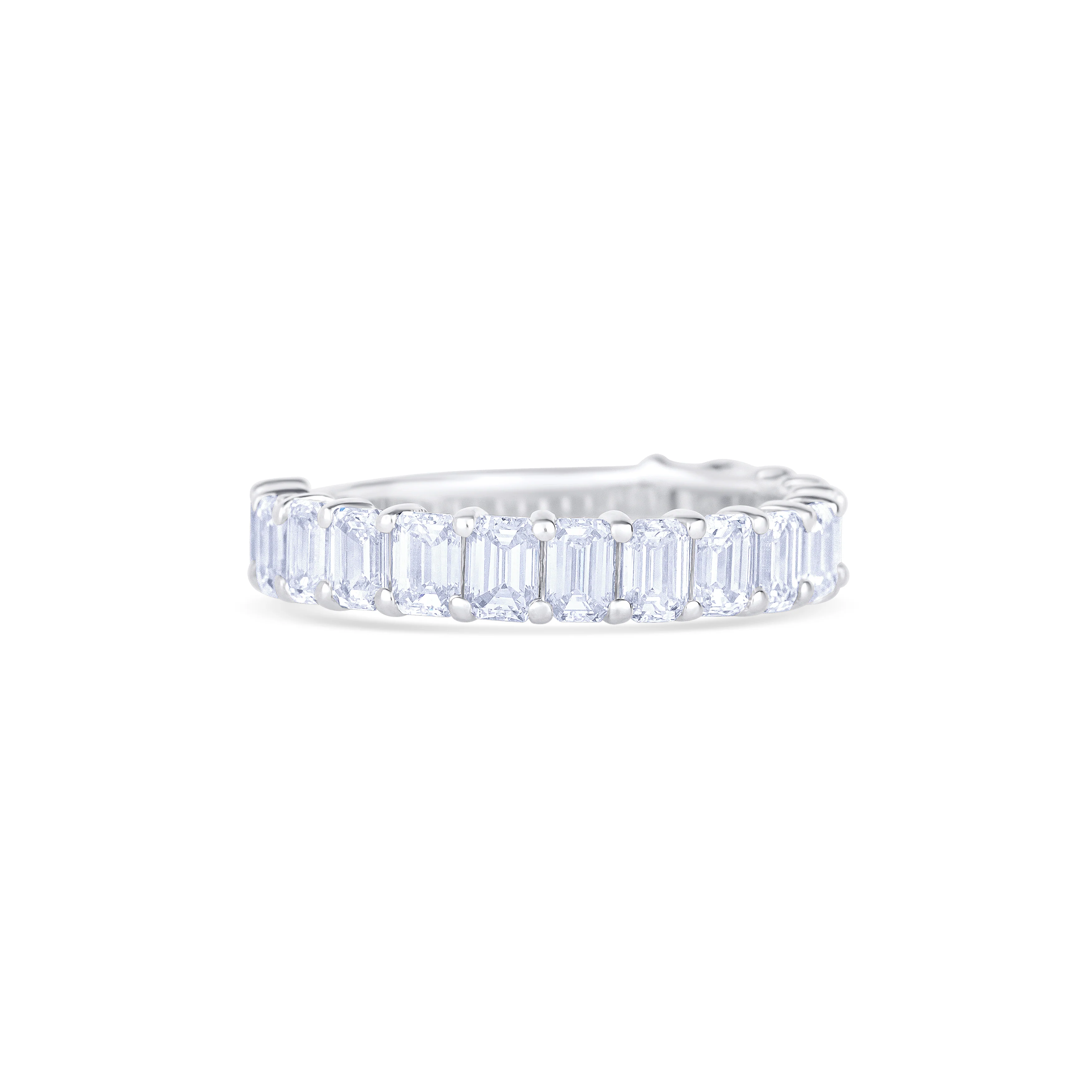 14K White Gold Emerald Cut Diamond Three Quarter Wedding Band - Image 3