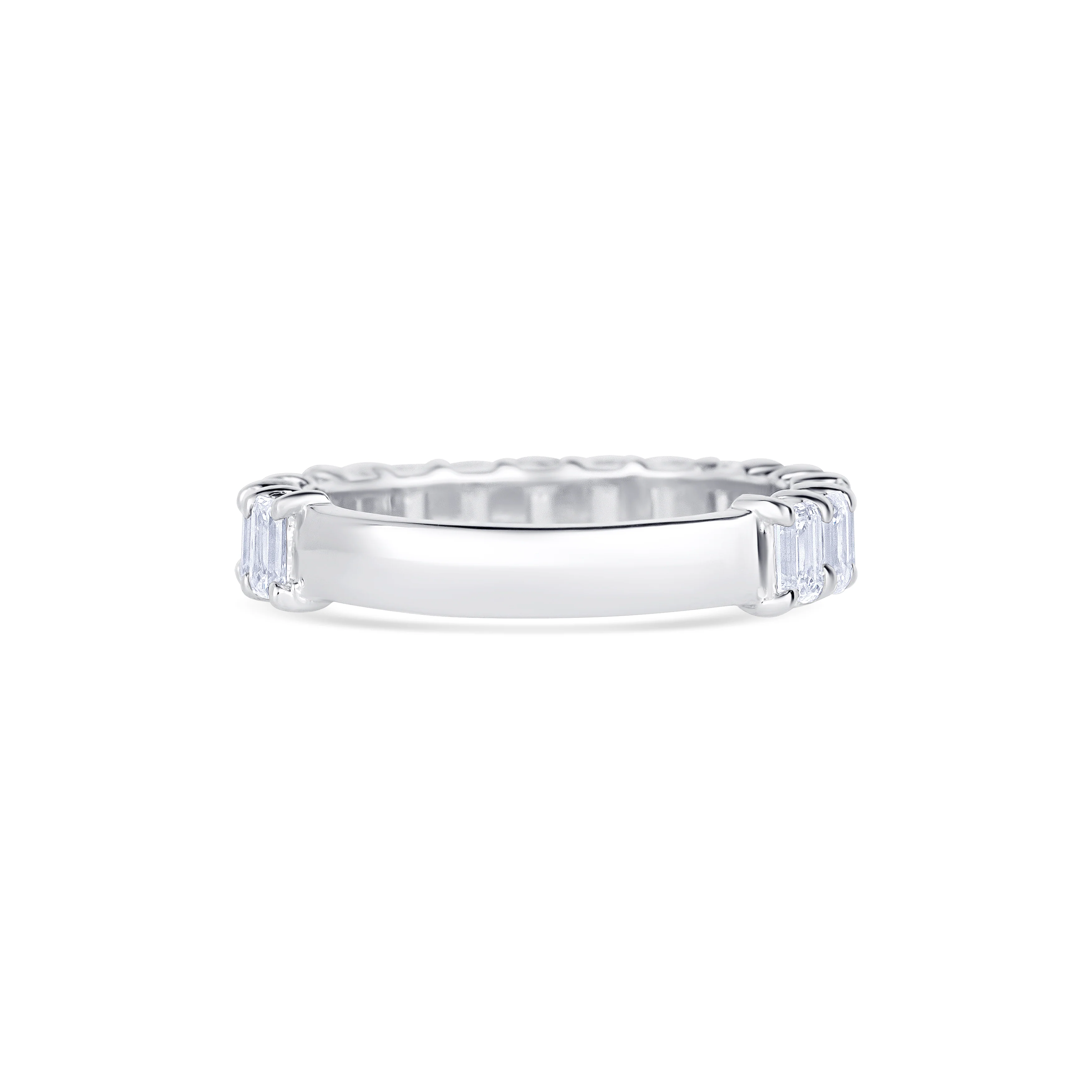 14K White Gold Emerald Cut Diamond Three Quarter Wedding Band - Image 4