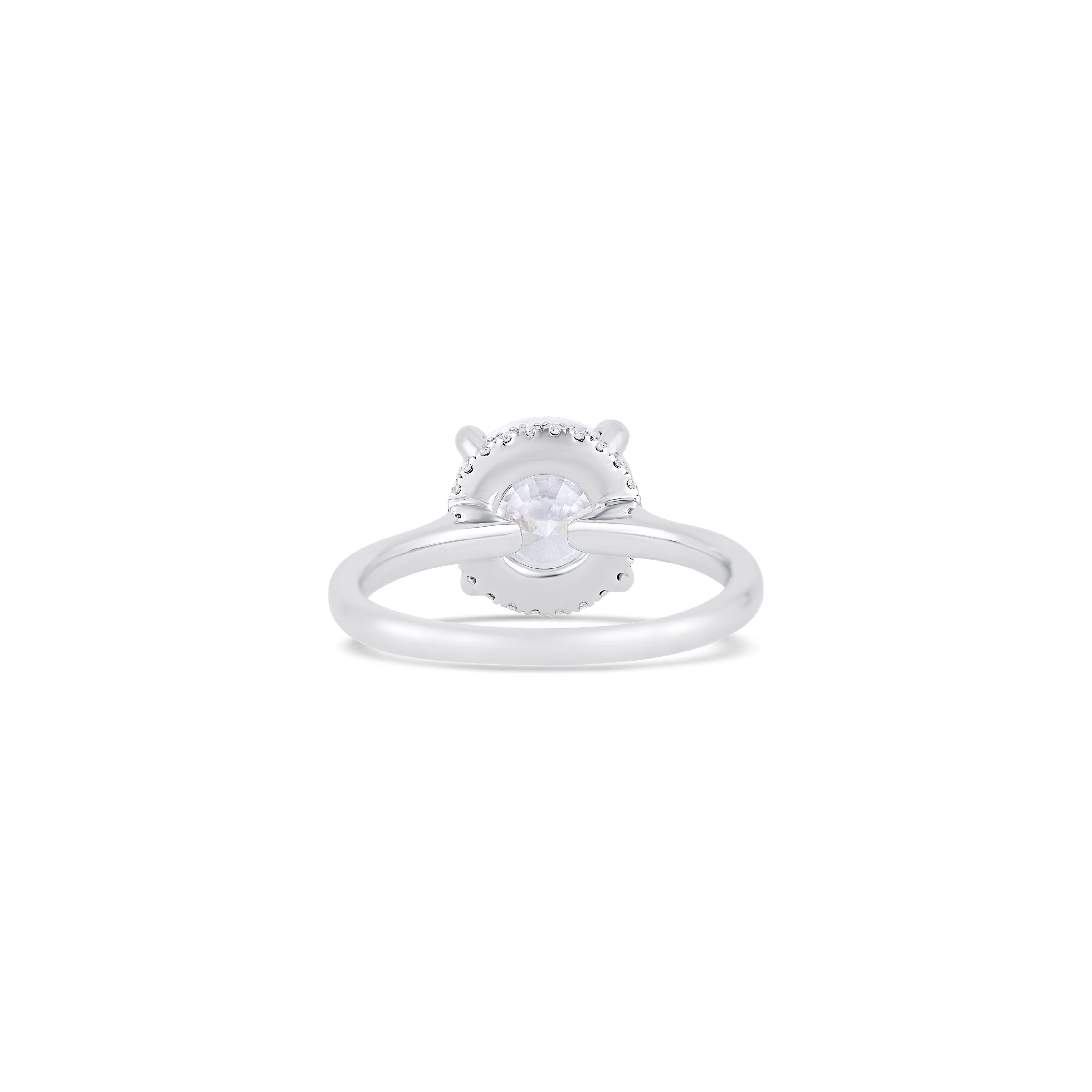 14K White Gold Four-Prong Hidden Halo Diamond Engagement Ring Setting - Image 4