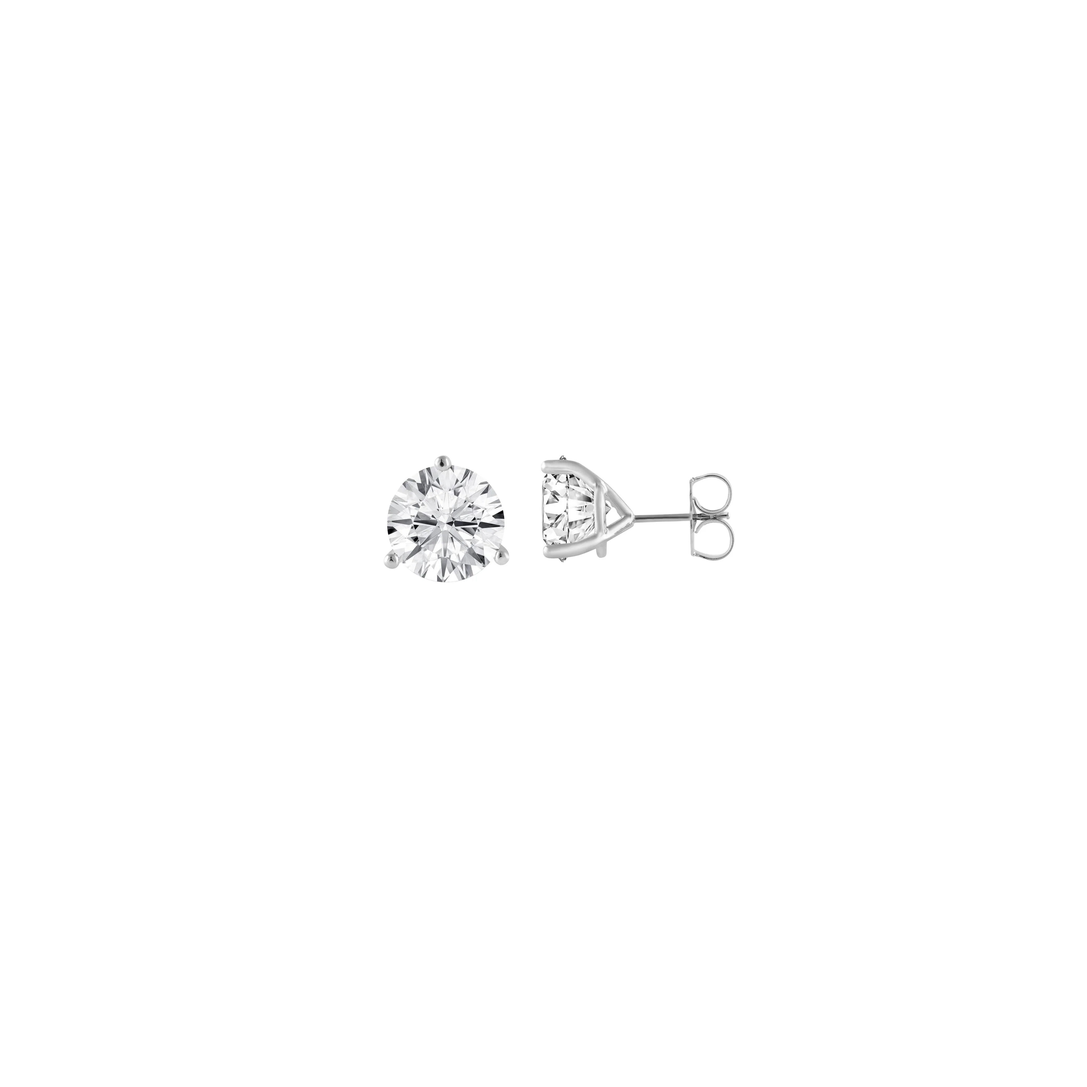 14K White Gold Lab-Grown 8.00ct Round Diamond Stud Earrings