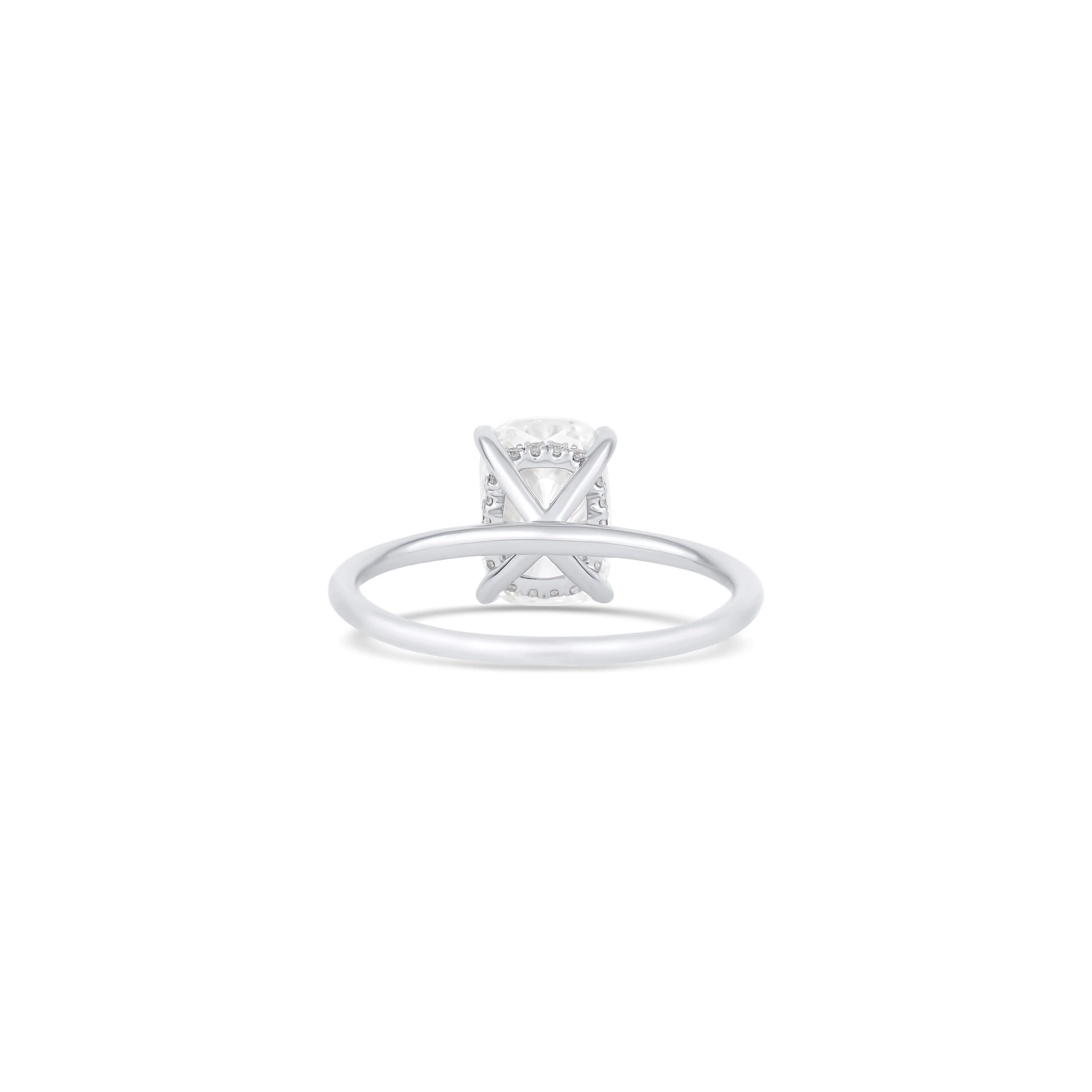 14K White Gold Lab Grown Cushion Diamond Halo Engagement Ring - Image 4