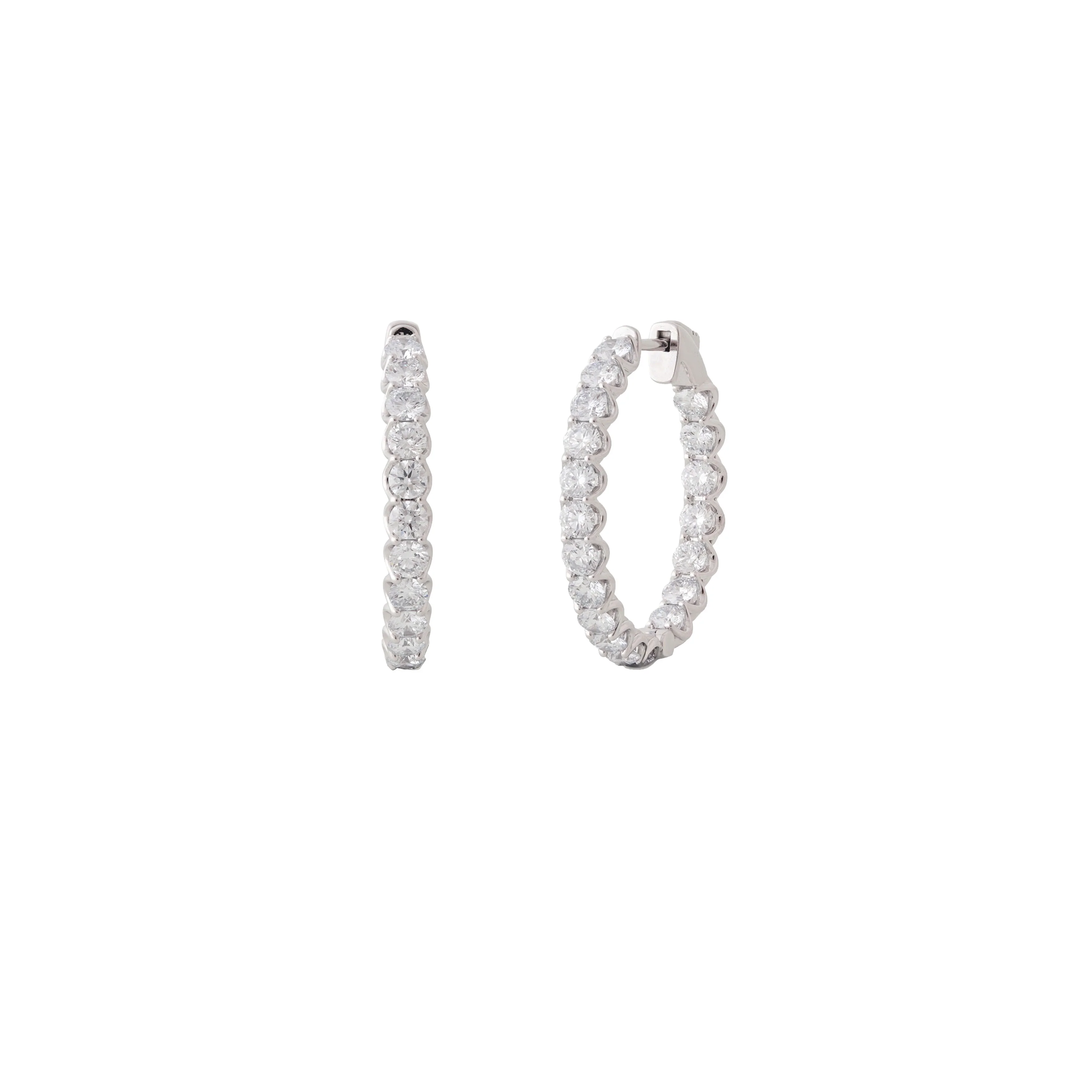 14K White Gold Lab Grown Diamond Hoop Earrings 4.00ctw
