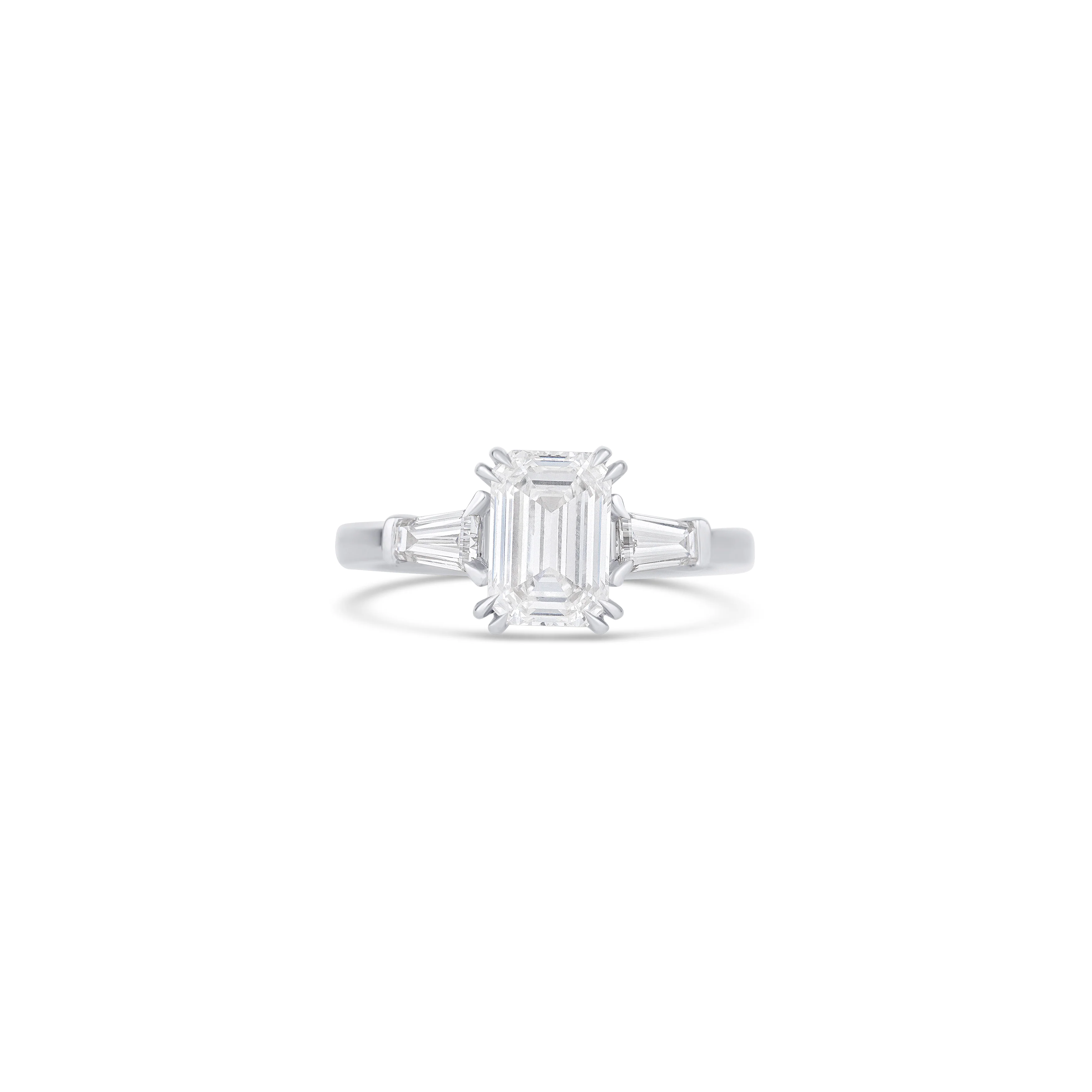 14K White Gold Lab Grown Emerald Diamond Engagement Ring