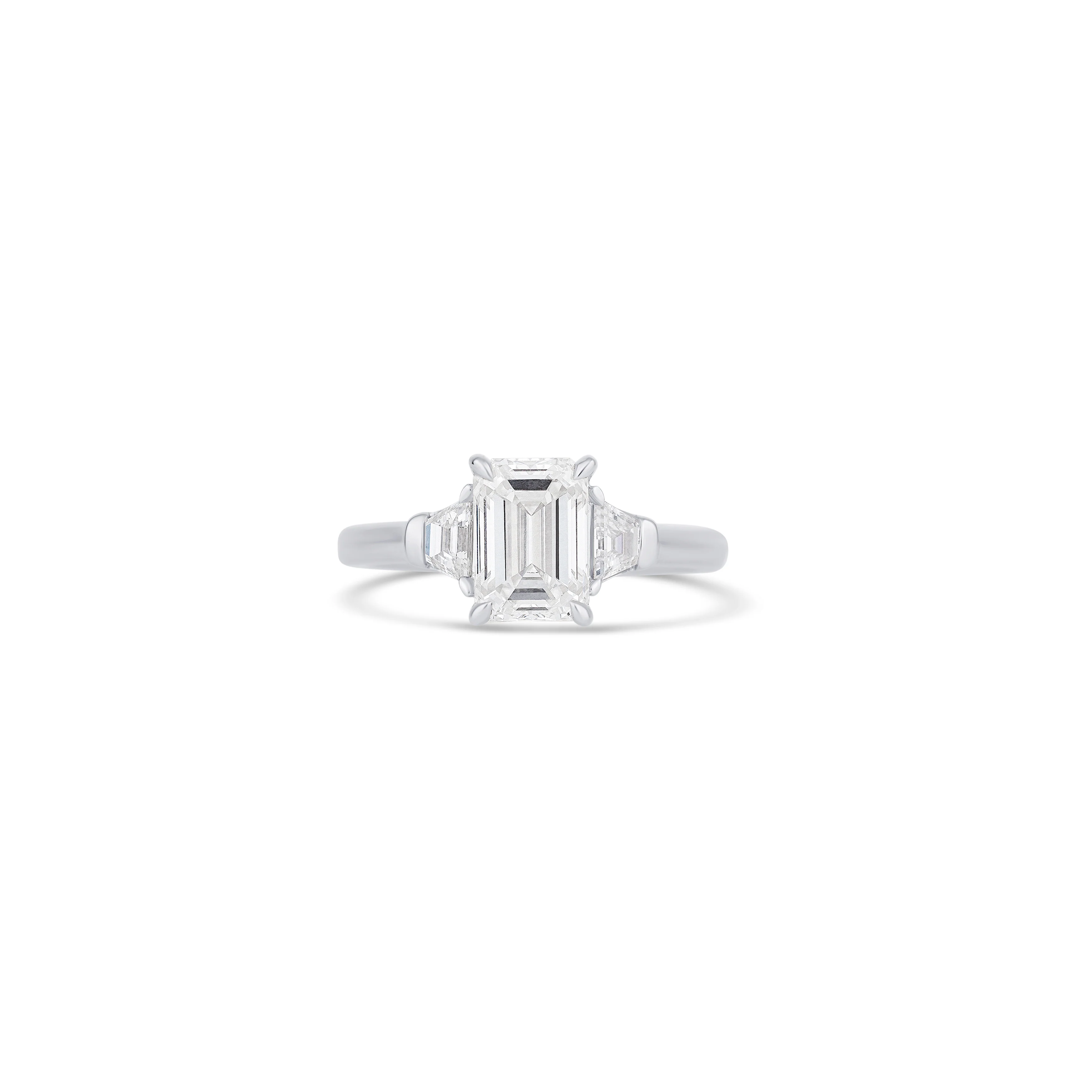 14K White Gold Lab Grown Emerald Diamond Engagement Ring