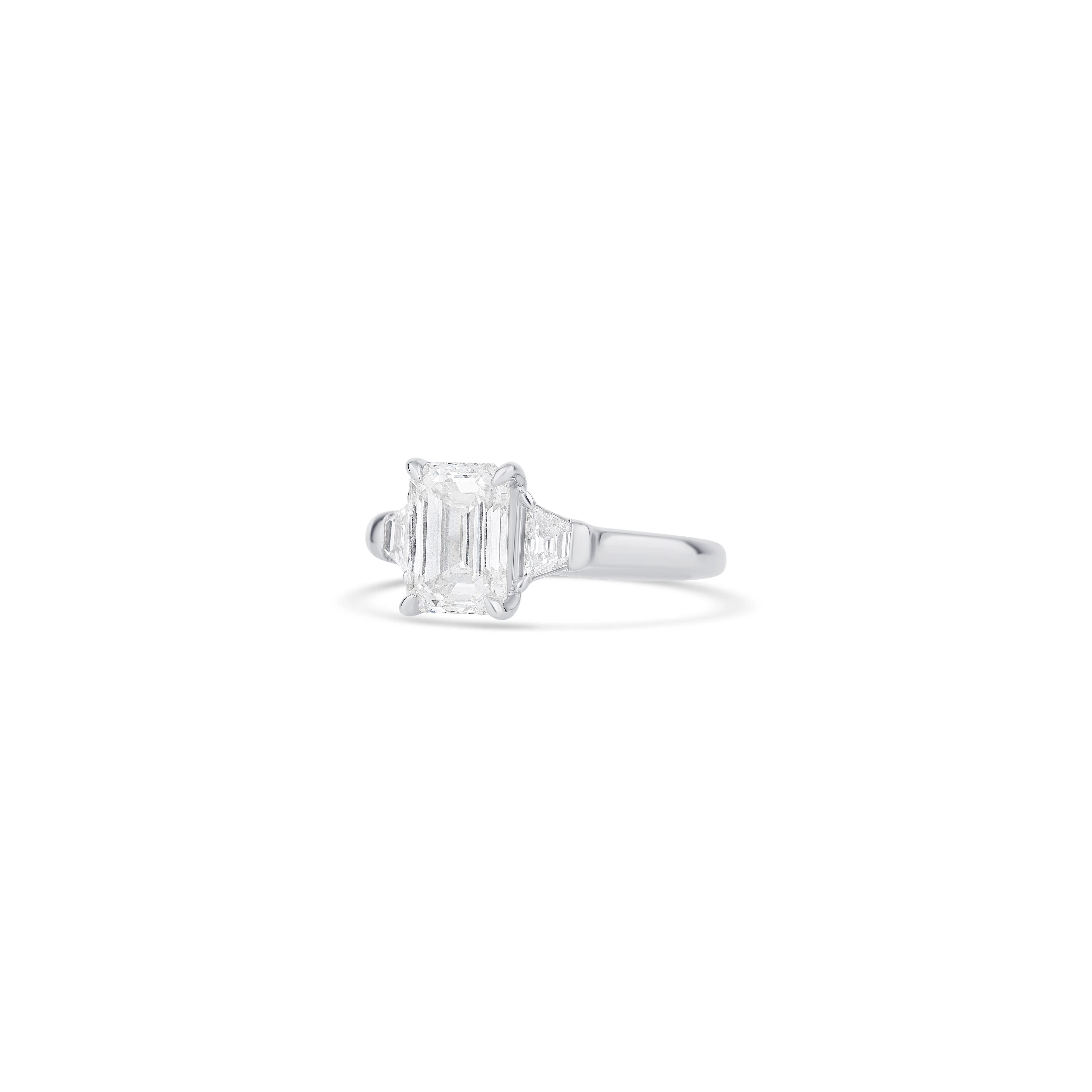 14K White Gold Lab Grown Emerald Diamond Engagement Ring - Image 2
