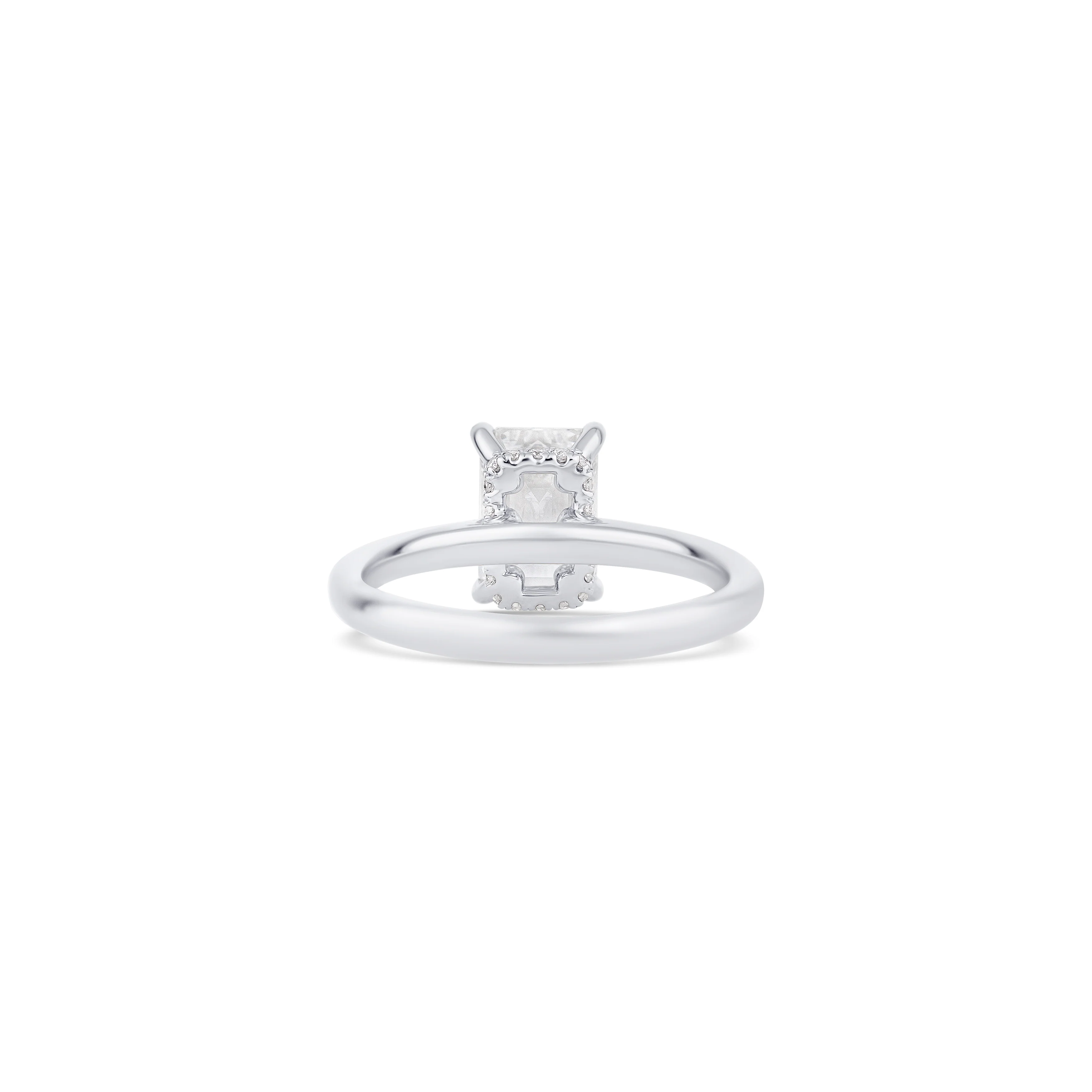 14K White Gold Lab Grown Emerald Diamond Halo Engagement Ring - Image 4
