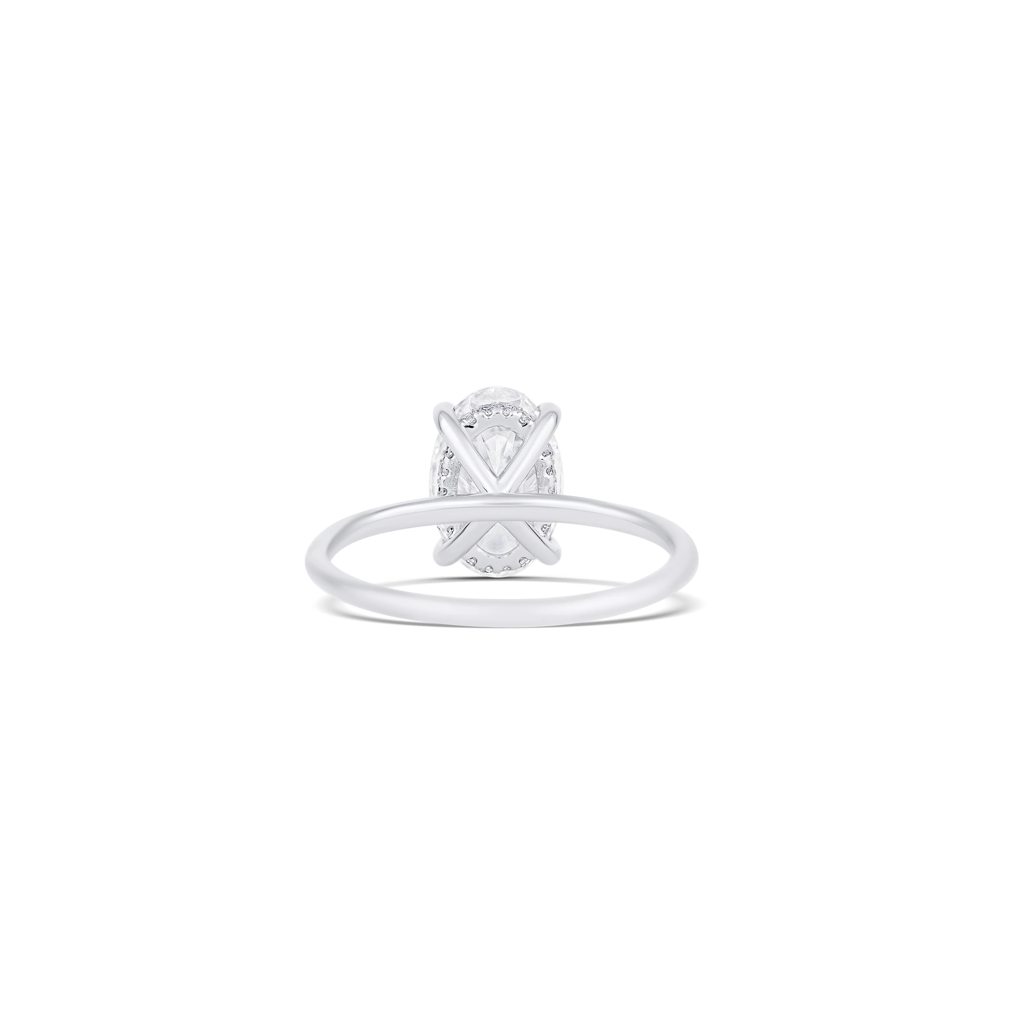 14K White Gold Lab Grown Oval Diamond Halo Engagement Ring - Image 2