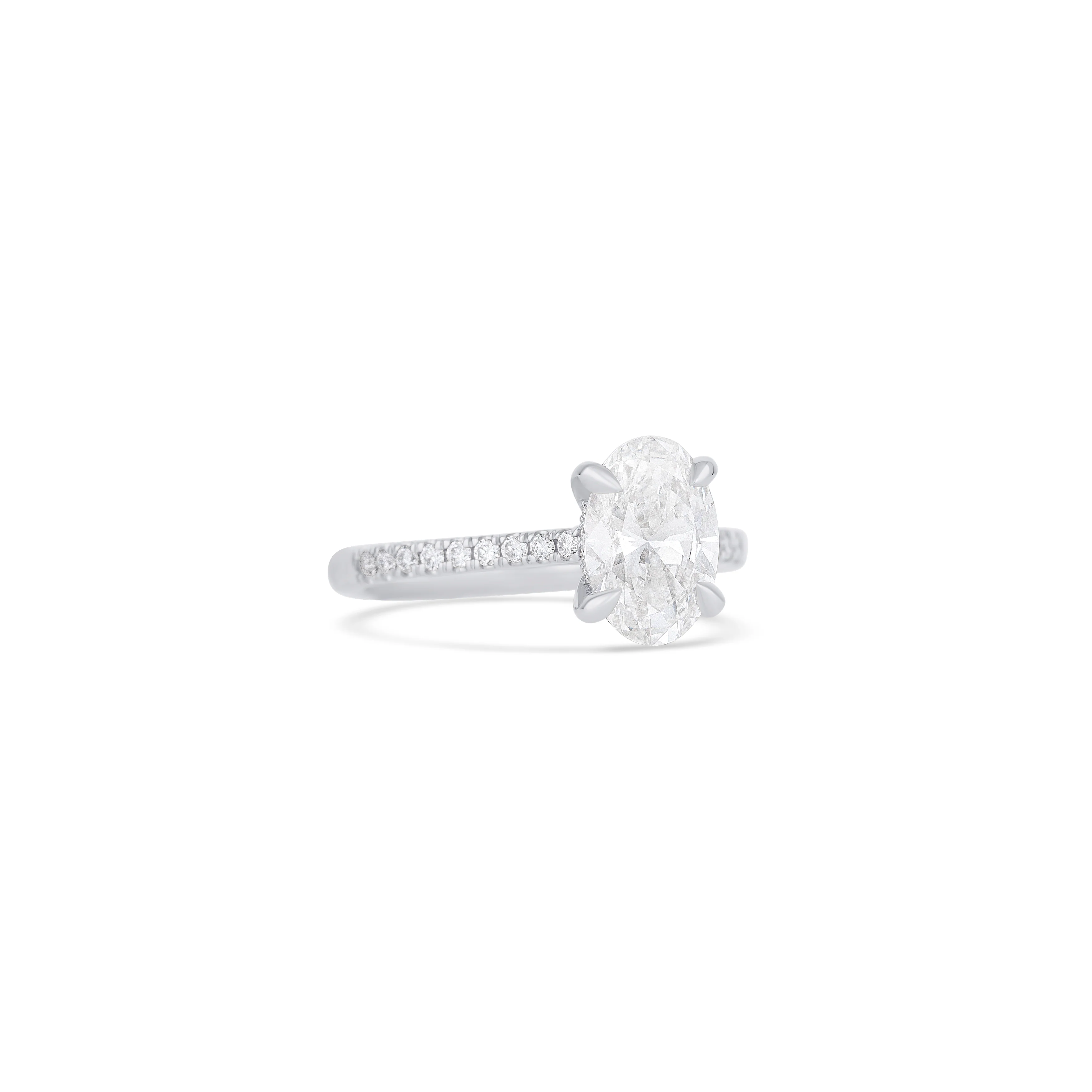 14K White Gold Lab Grown Oval Diamond Halo Engagement Ring - Image 3
