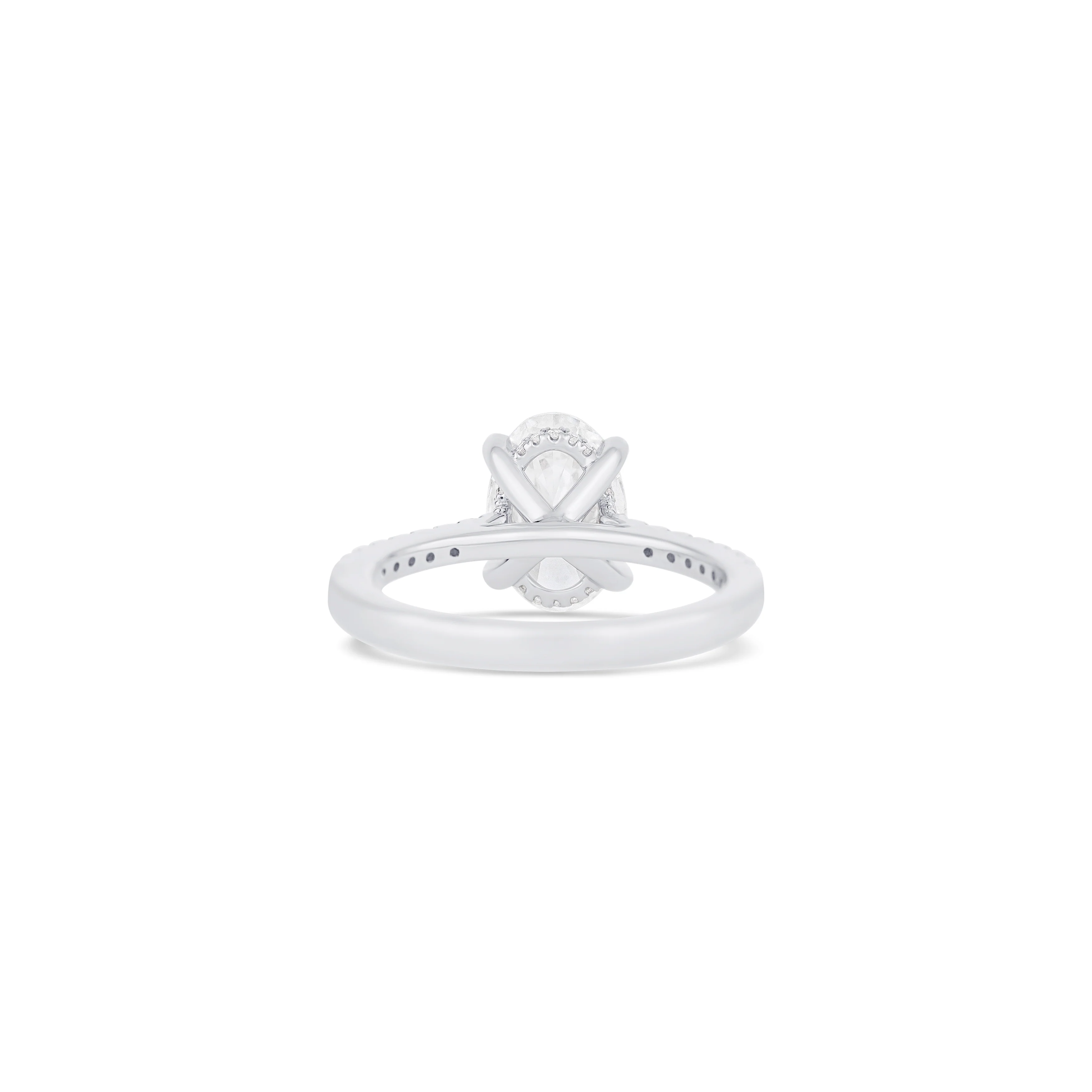 14K White Gold Lab Grown Oval Diamond Halo Engagement Ring - Image 4