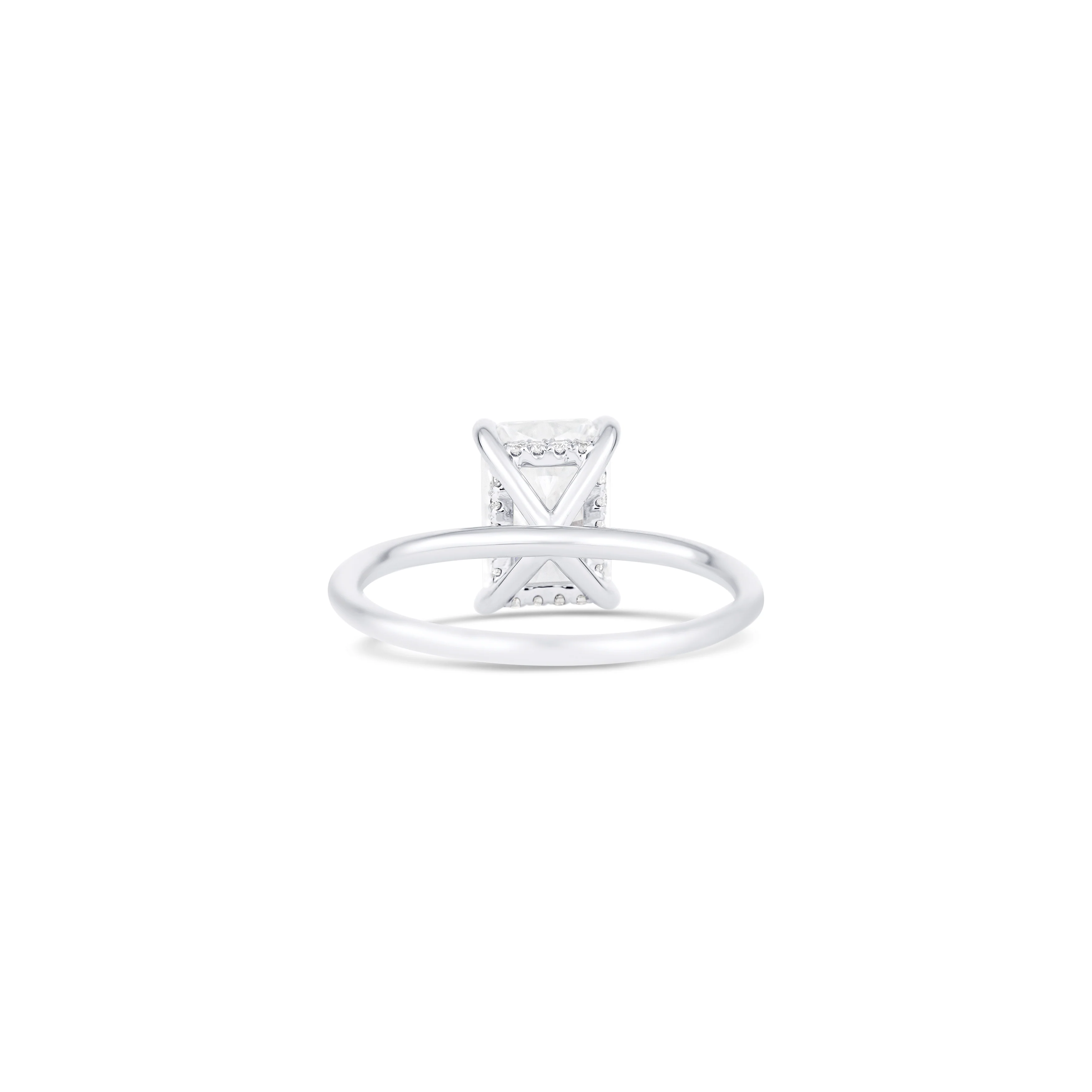 14K White Gold Lab Grown Radiant Diamond Halo Engagement Ring - Image 4