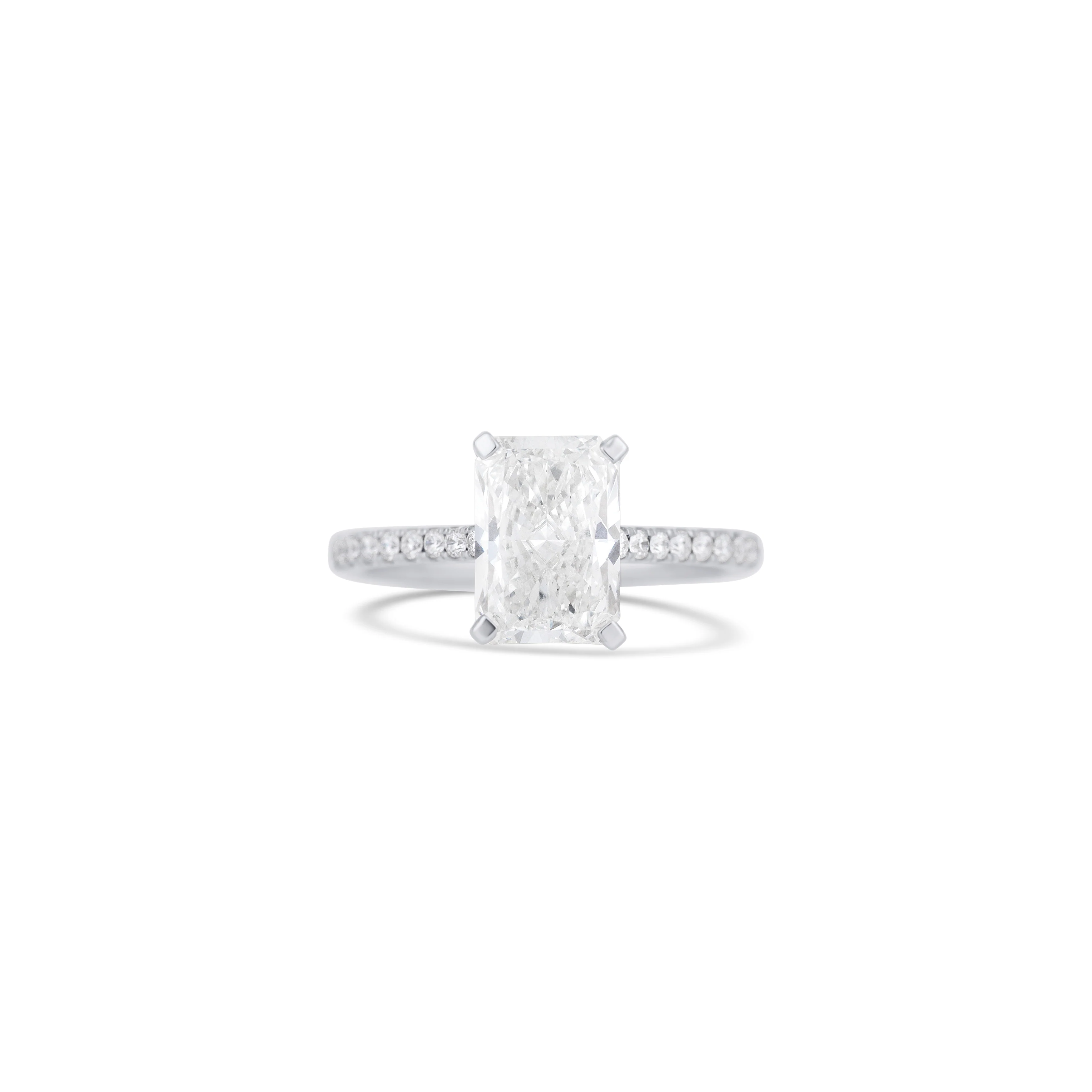 14K White Gold Lab Grown Radiant Diamond Pave Halo Engagement Ring