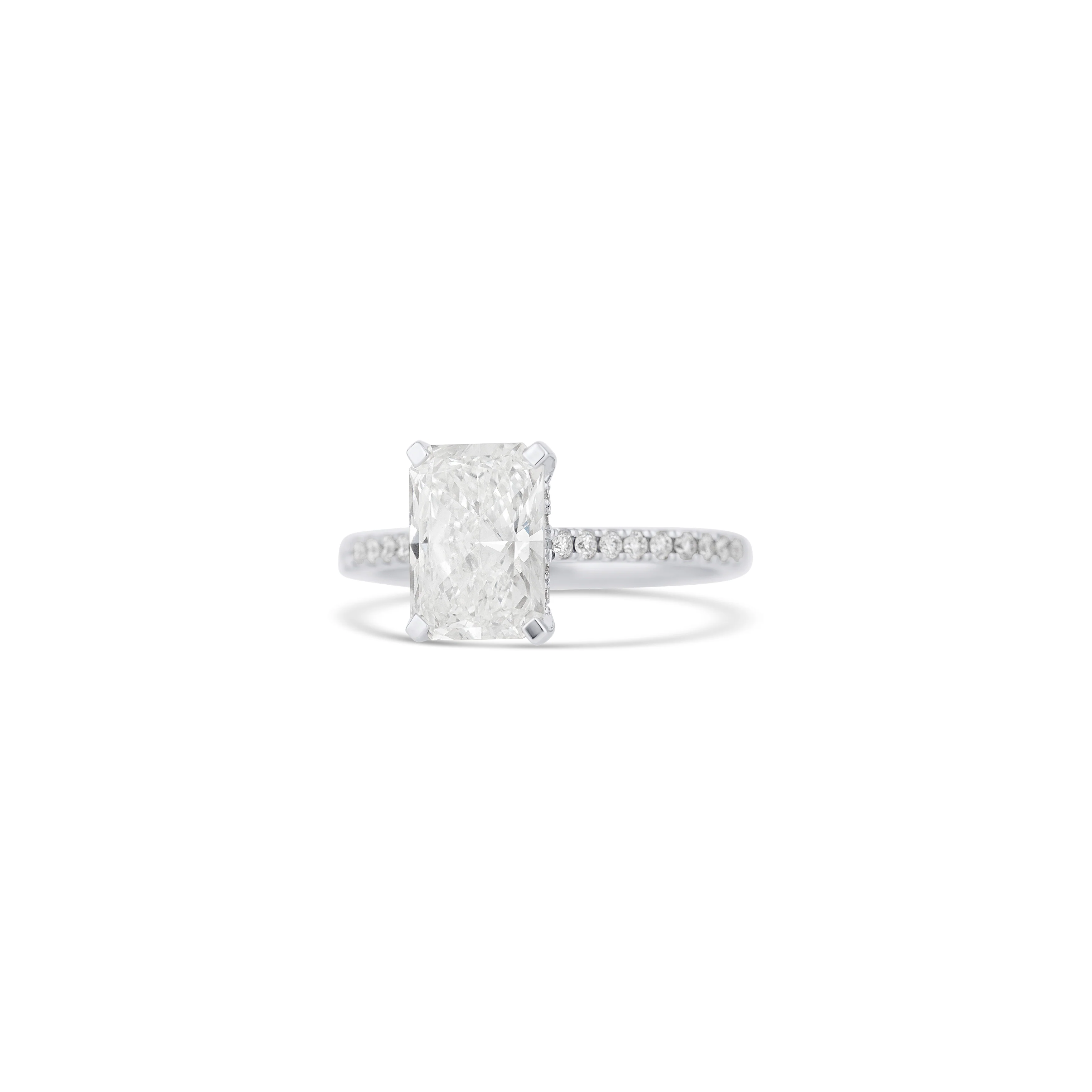 14K White Gold Lab Grown Radiant Diamond Pave Halo Engagement Ring - Image 2
