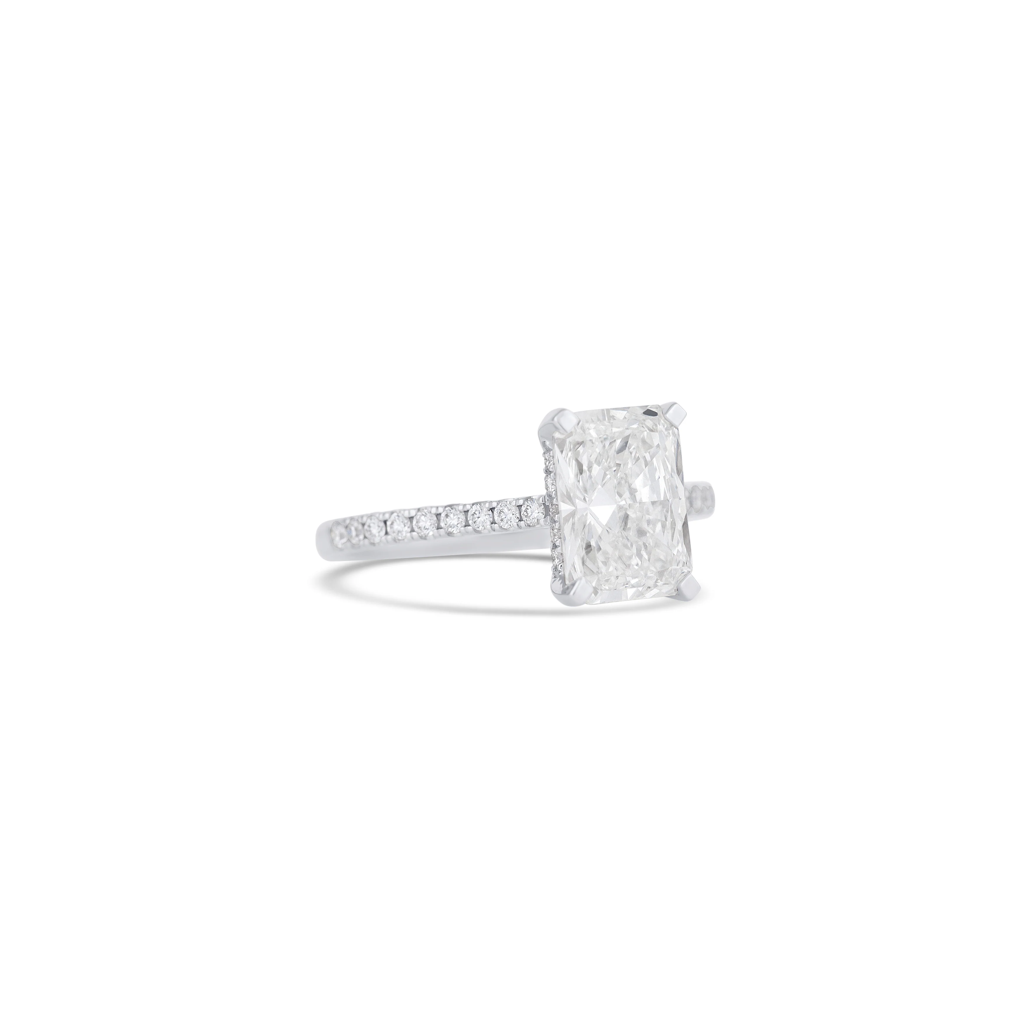 14K White Gold Lab Grown Radiant Diamond Pave Halo Engagement Ring - Image 3