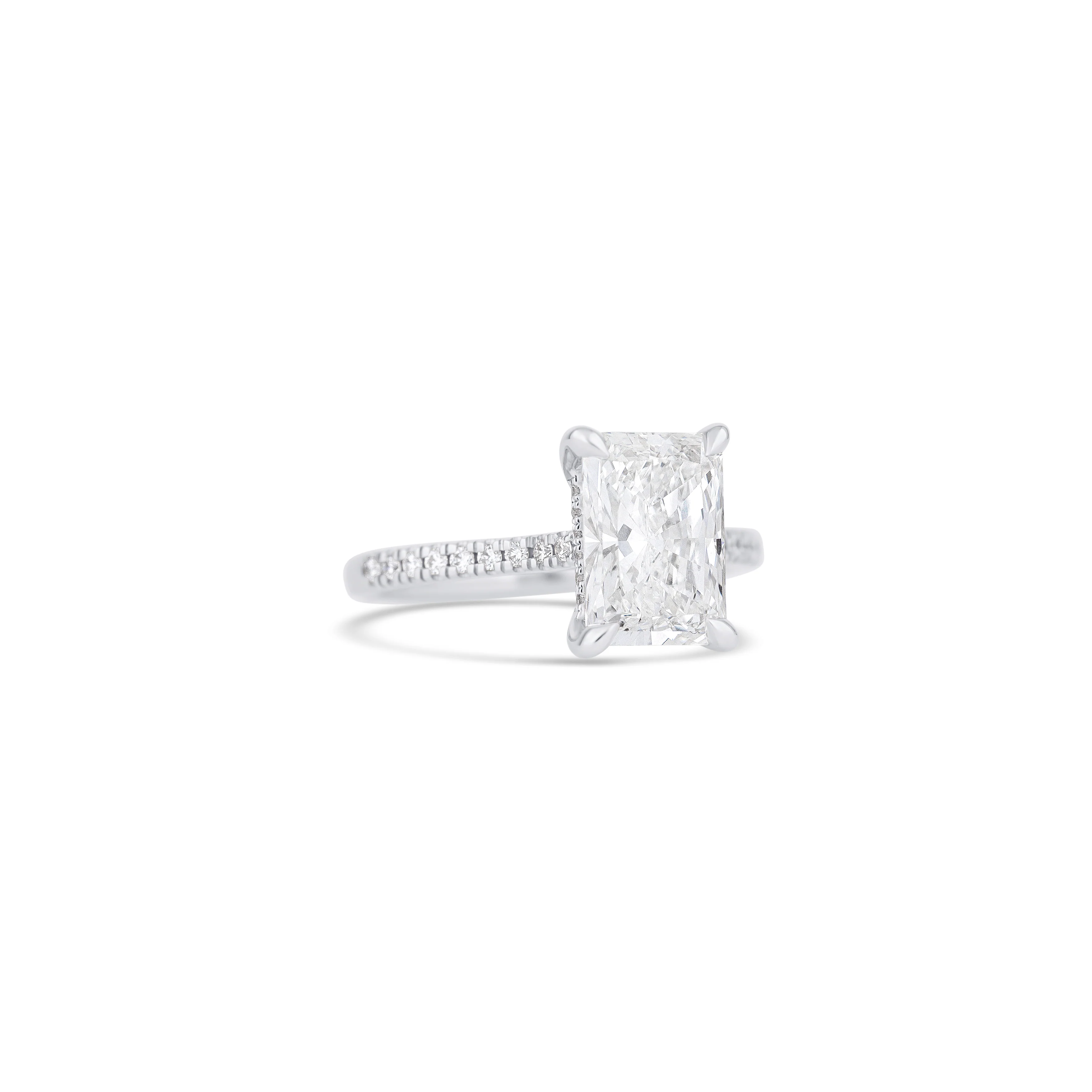 14K White Gold Lab Grown Radiant Diamond Pave Halo Engagement Ring - Image 3