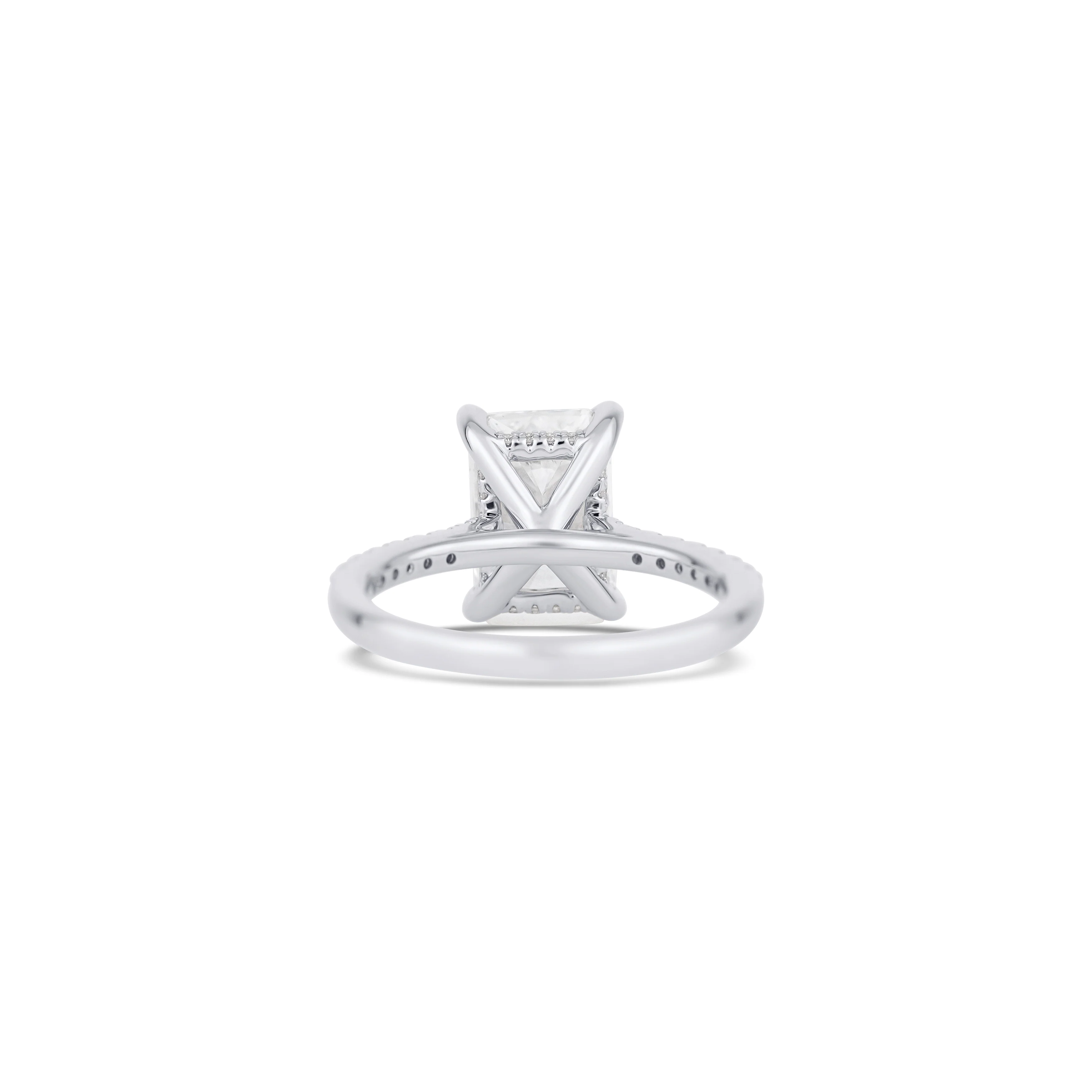14K White Gold Lab Grown Radiant Diamond Pave Halo Engagement Ring - Image 4