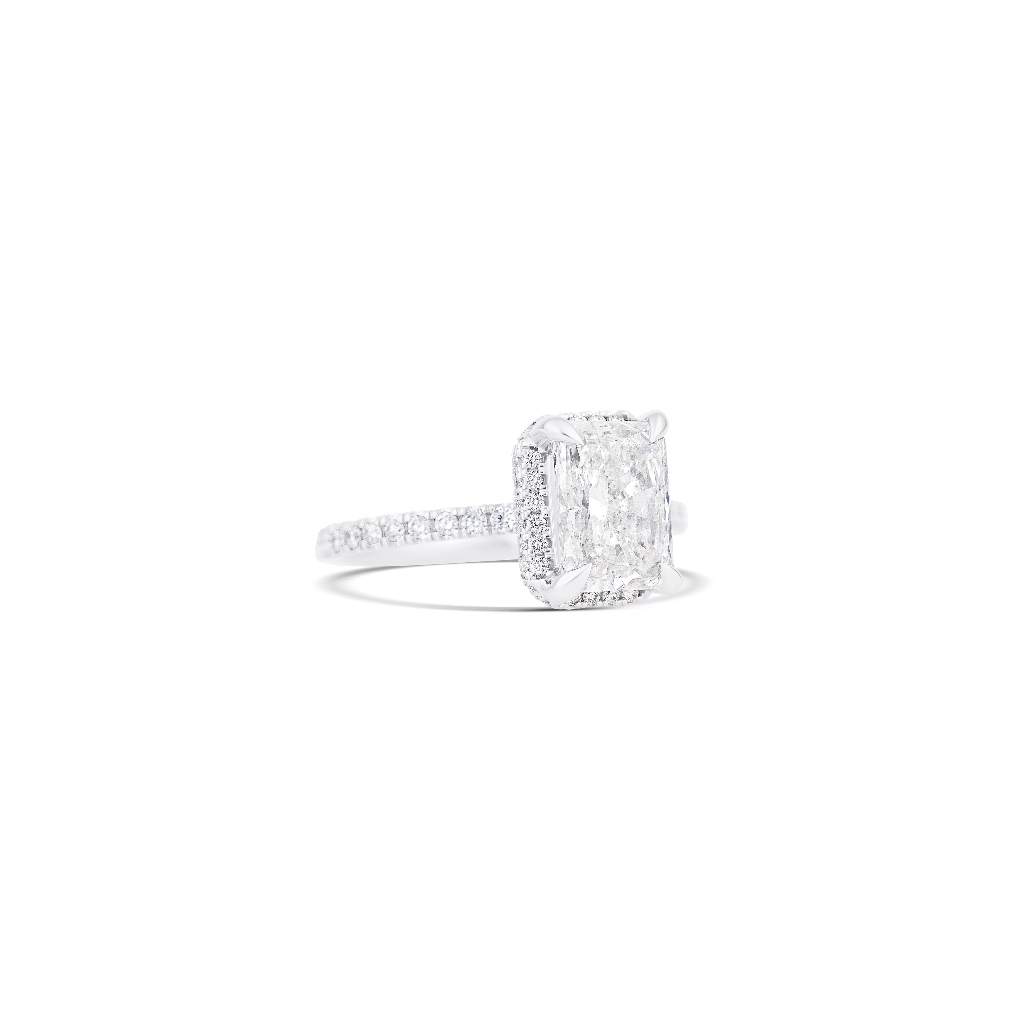 14K White Gold Lab Grown Radiant Diamond Pave Halo Engagement Ring - Image 3