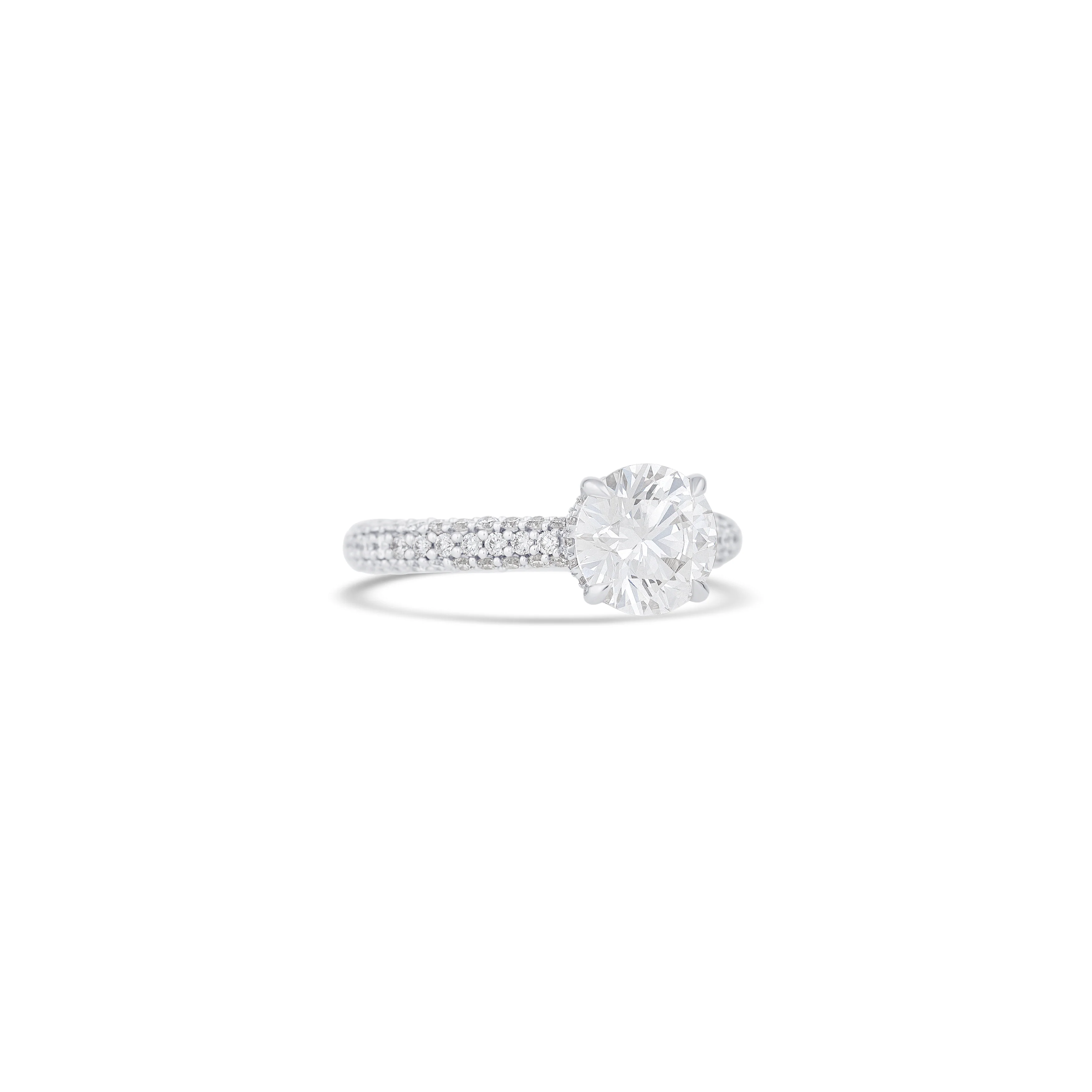 14K White Gold Lab Grown Round Diamond Engagement Ring - Image 3