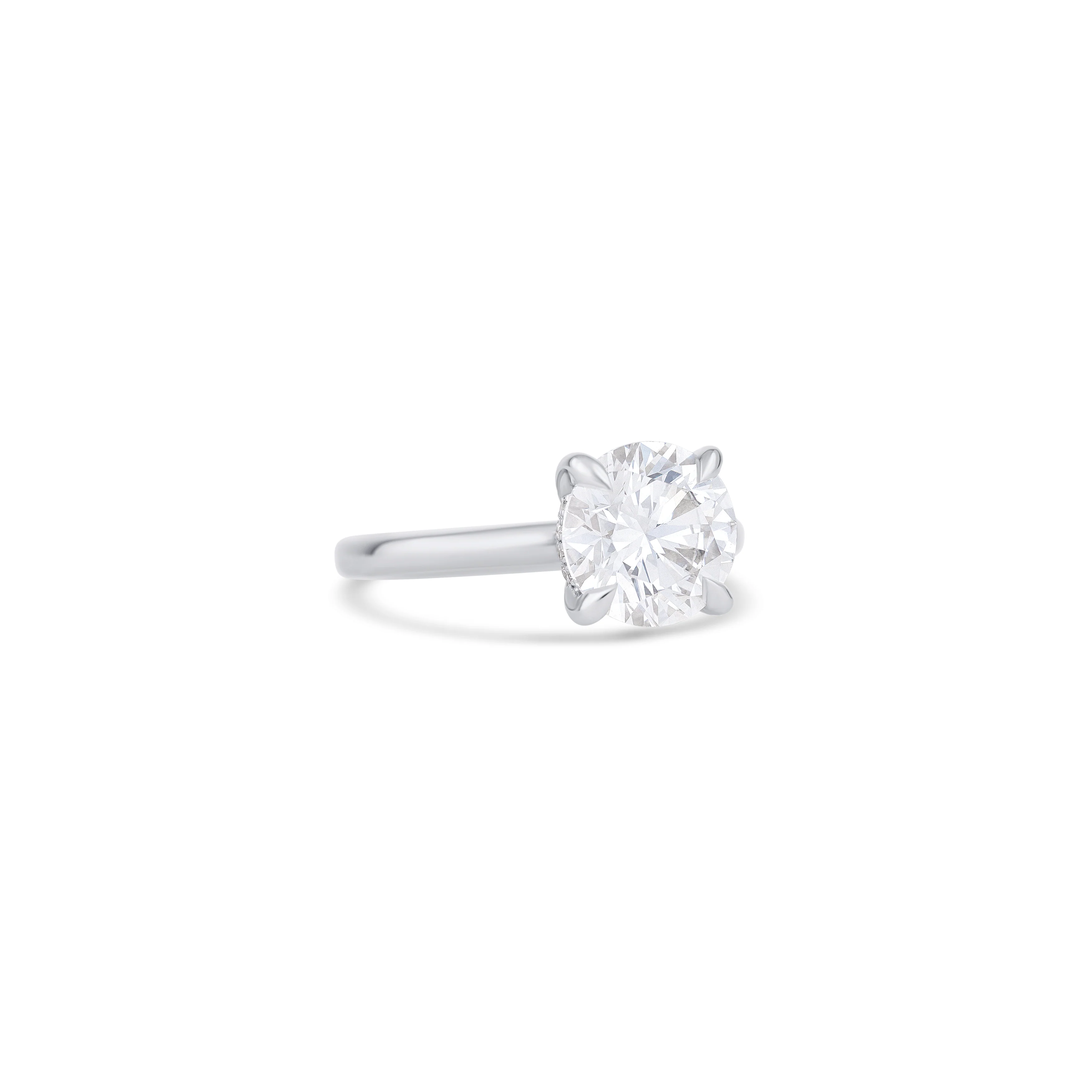 14K White Gold Lab Grown Round Diamond Halo Engagement Ring - Image 3
