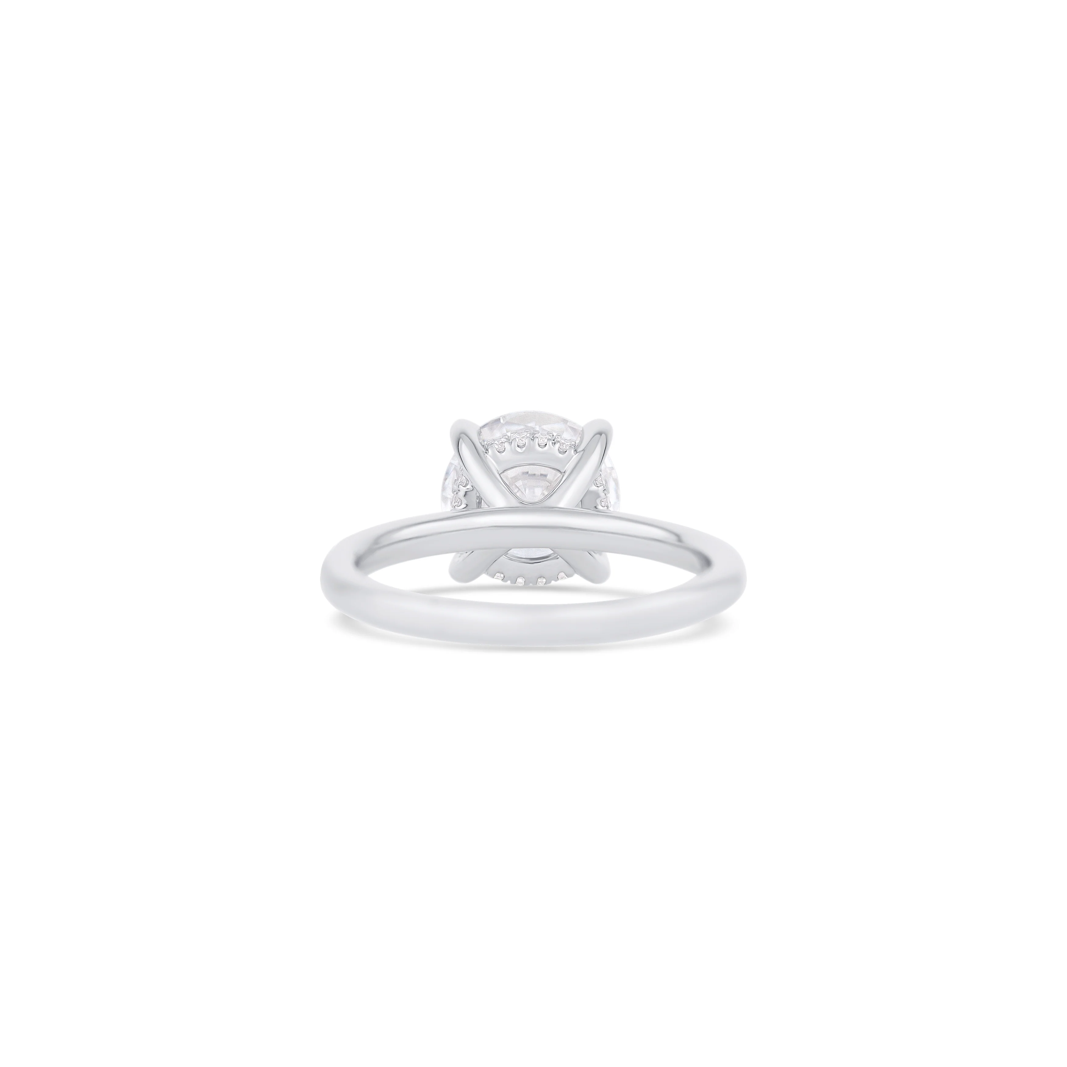 14K White Gold Lab Grown Round Diamond Halo Engagement Ring - Image 4